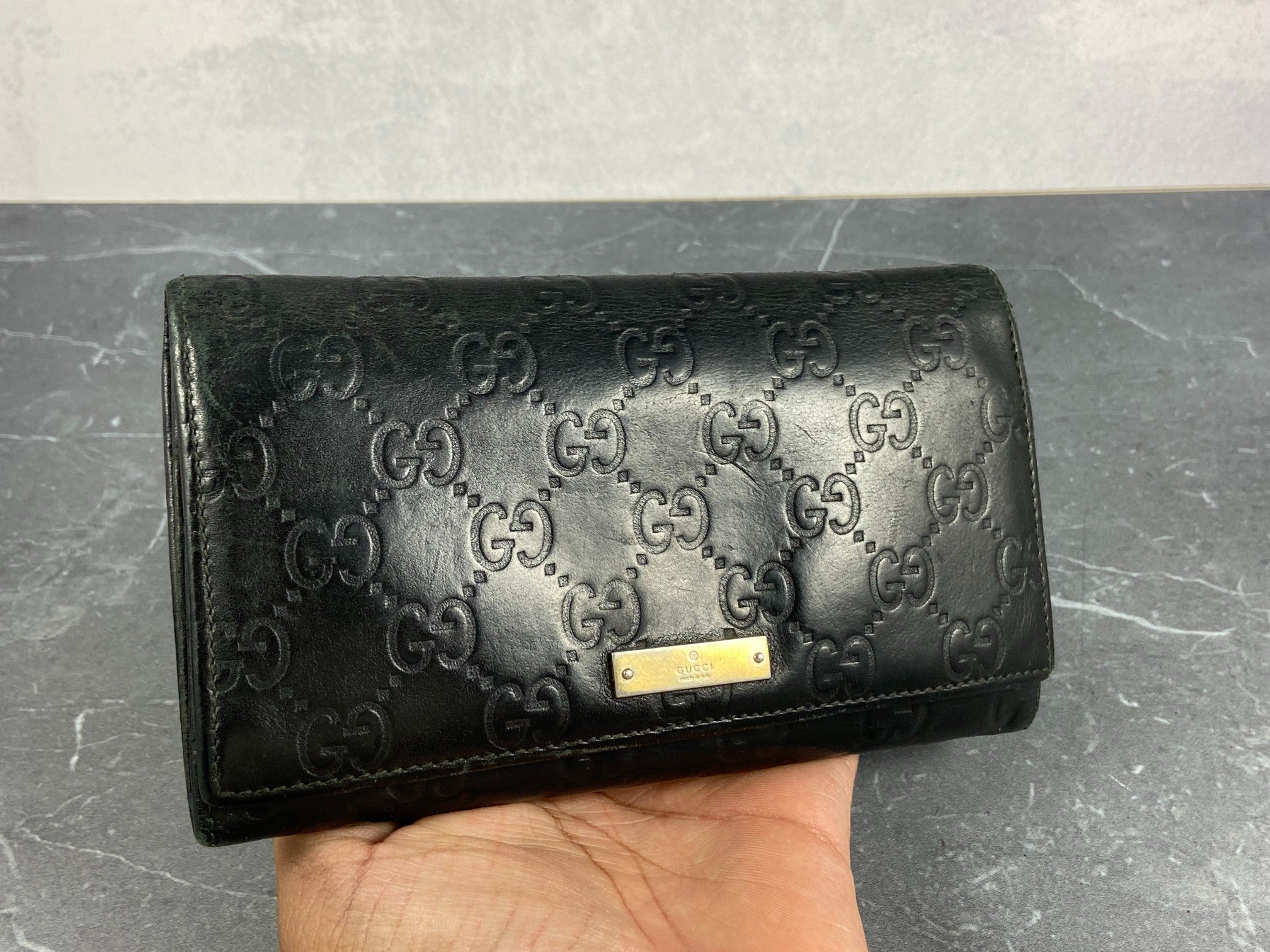 Gucci Long Wallet Black GG Monogram Leather