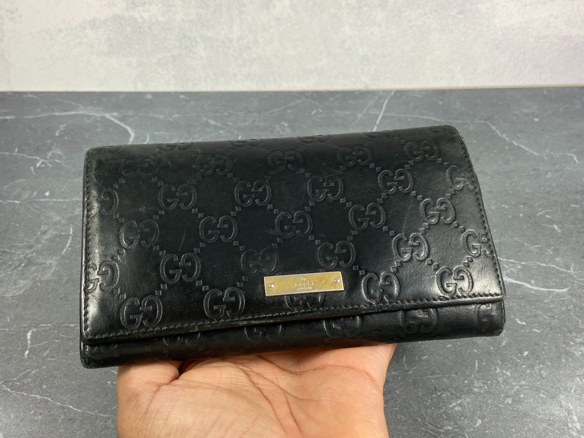 Gucci Long Wallet Black GG Monogram Leather