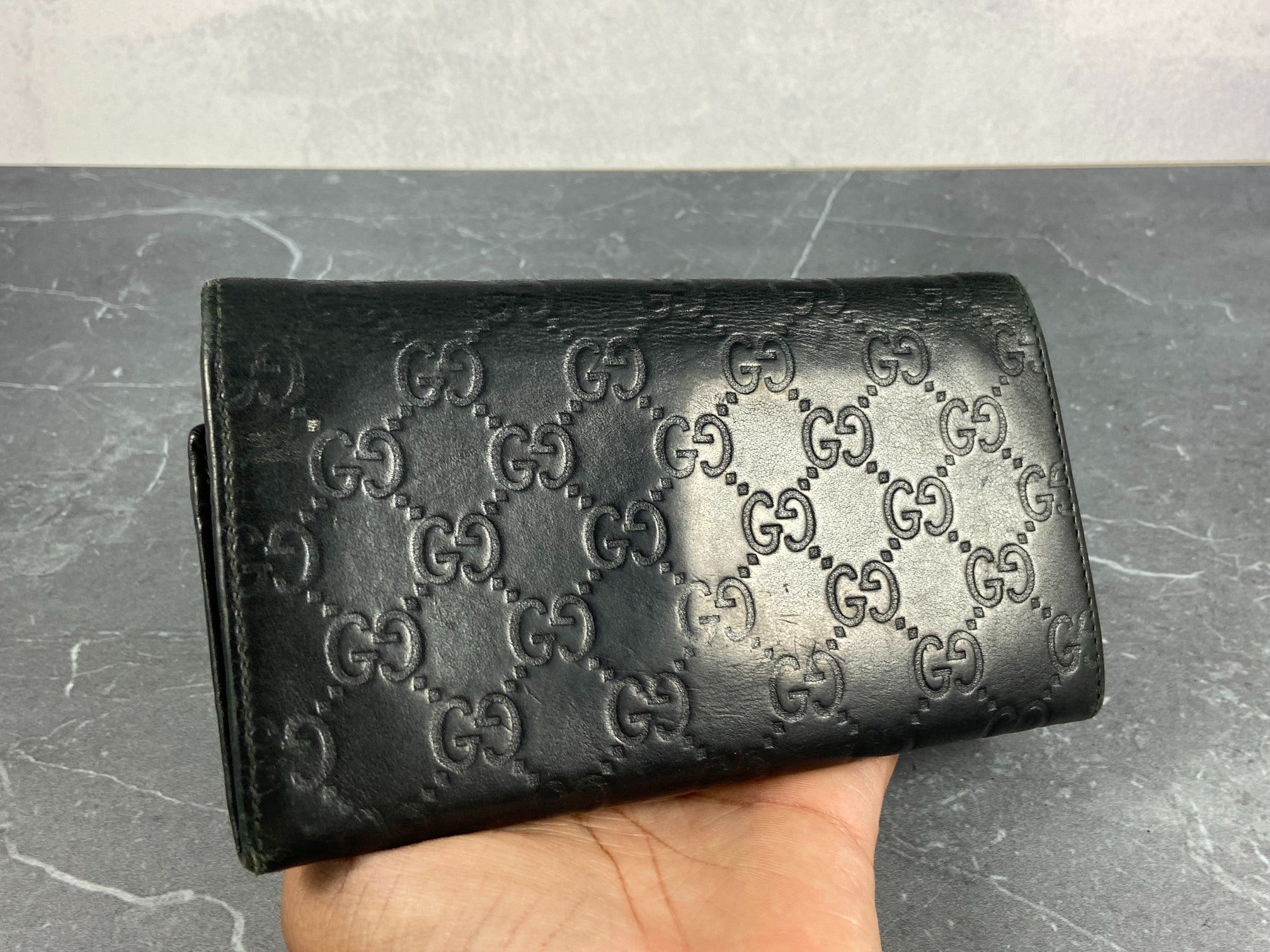 Gucci Long Wallet Black GG Monogram Leather