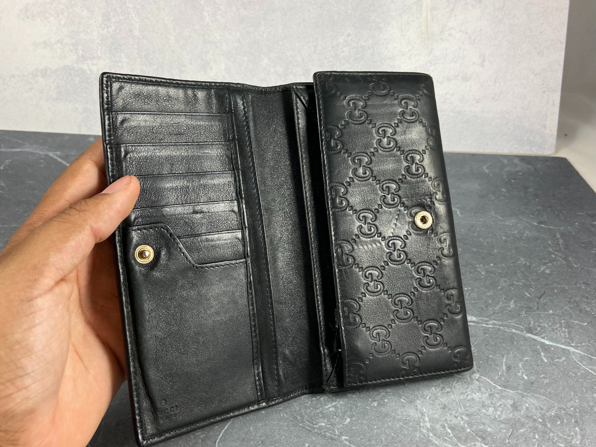 Gucci Long Wallet Black GG Monogram Leather