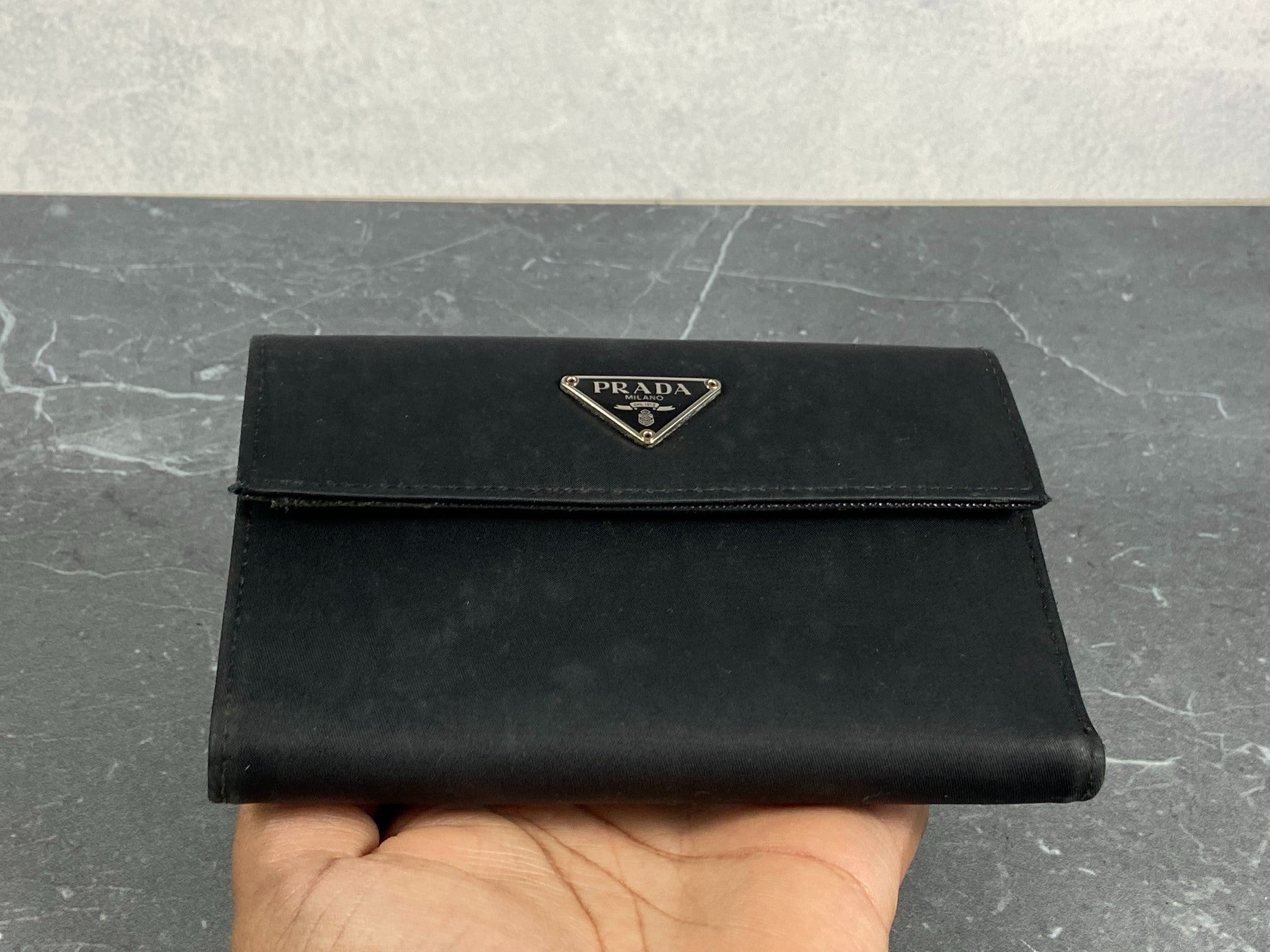 Prada Tessuto Nylon Trifold Wallet Black