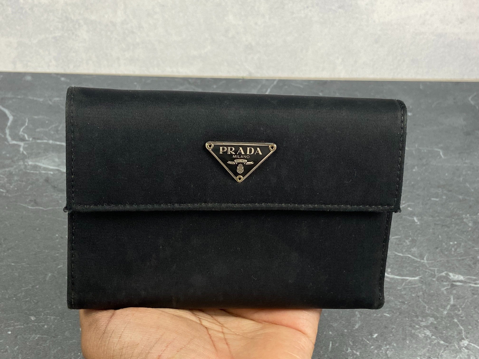 Prada Tessuto Nylon Trifold Wallet Black