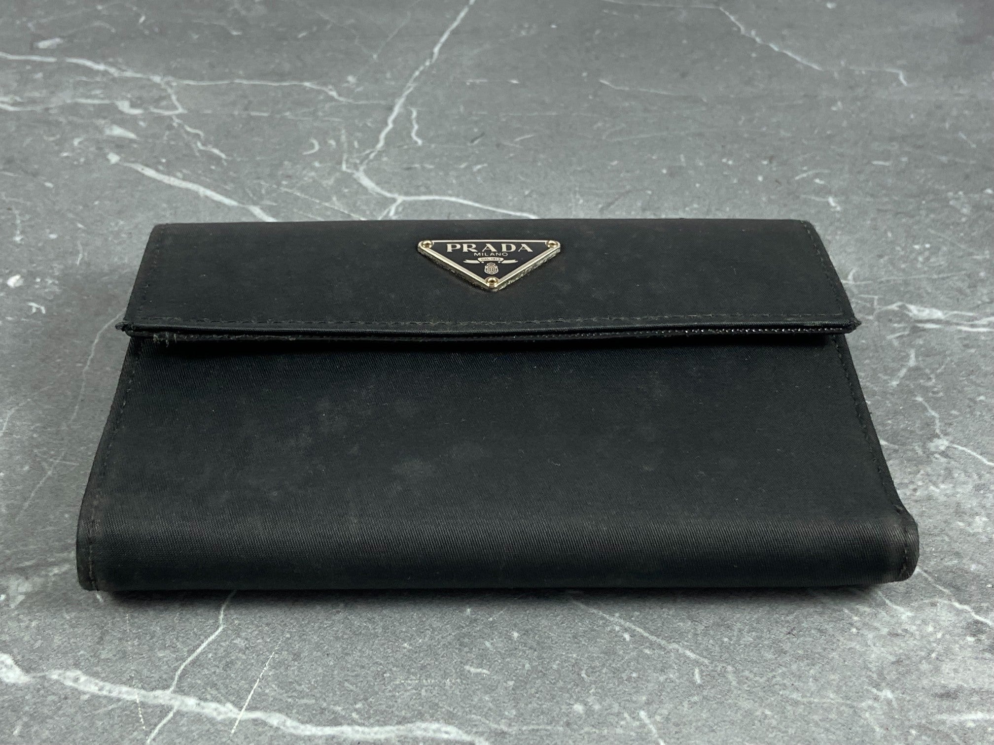 Prada Tessuto Nylon Trifold Wallet Black