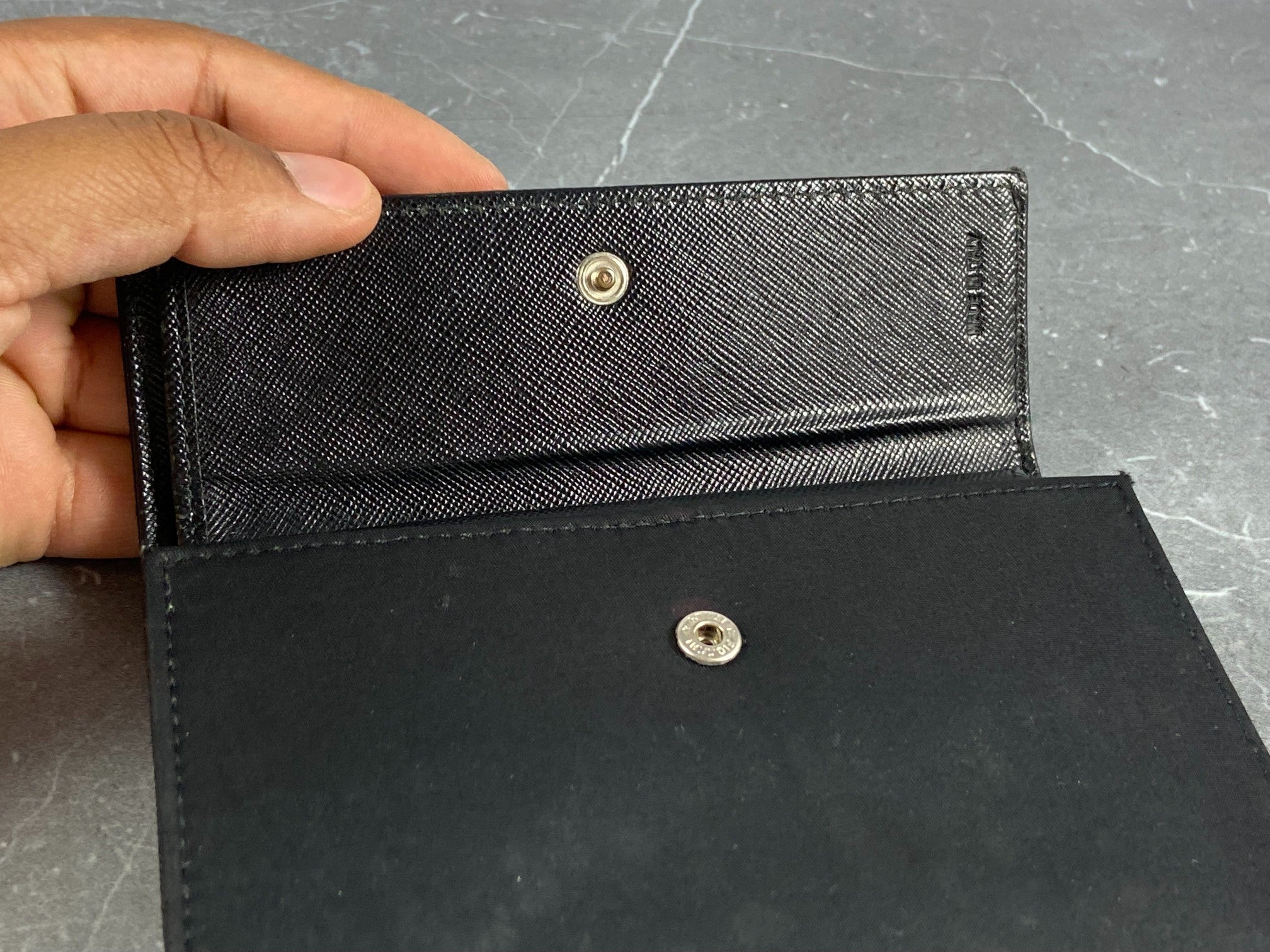 Prada Tessuto Nylon Trifold Wallet Black