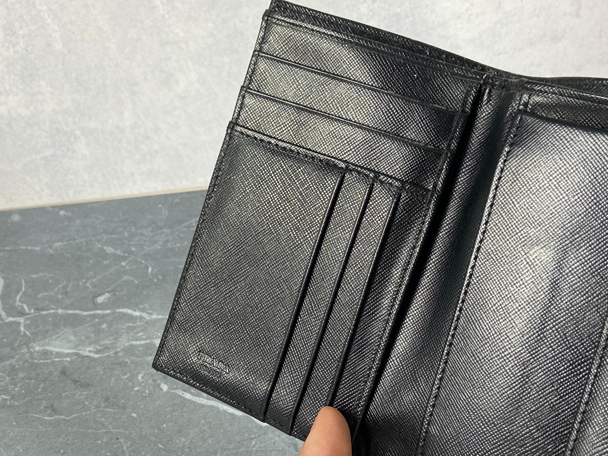 Prada Tessuto Nylon Trifold Wallet Black
