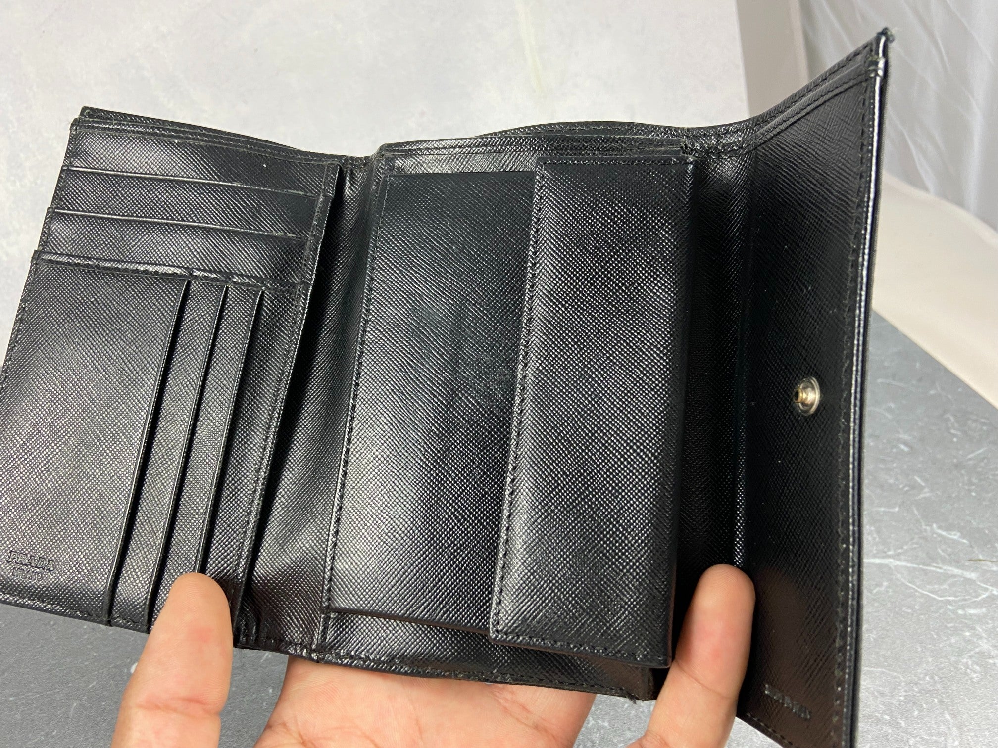 Prada Tessuto Nylon Trifold Wallet Black