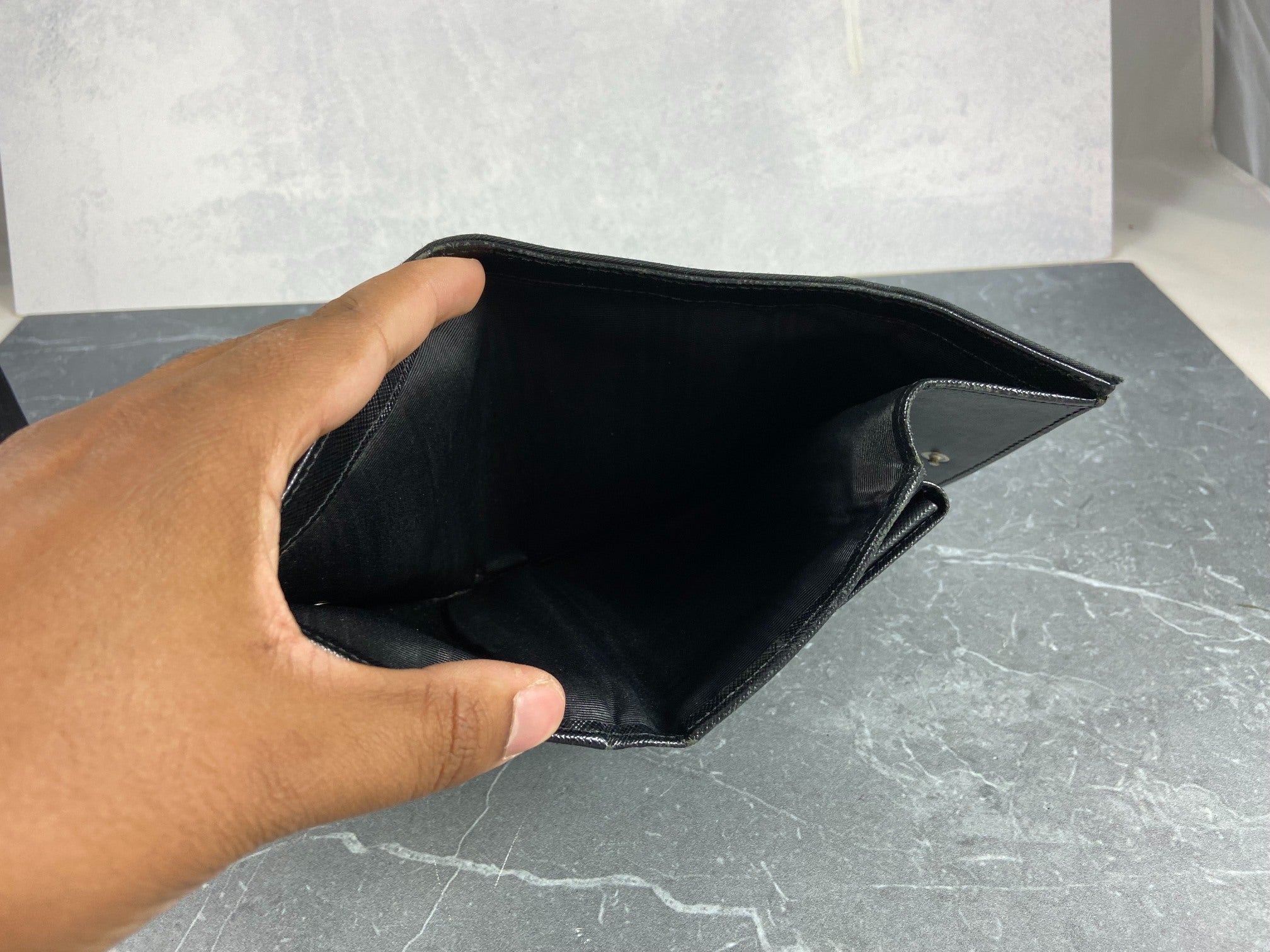 Prada Tessuto Nylon Trifold Wallet Black