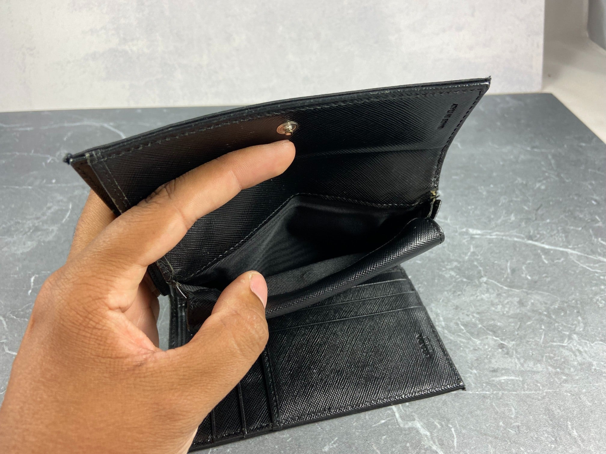 Prada Tessuto Nylon Trifold Wallet Black