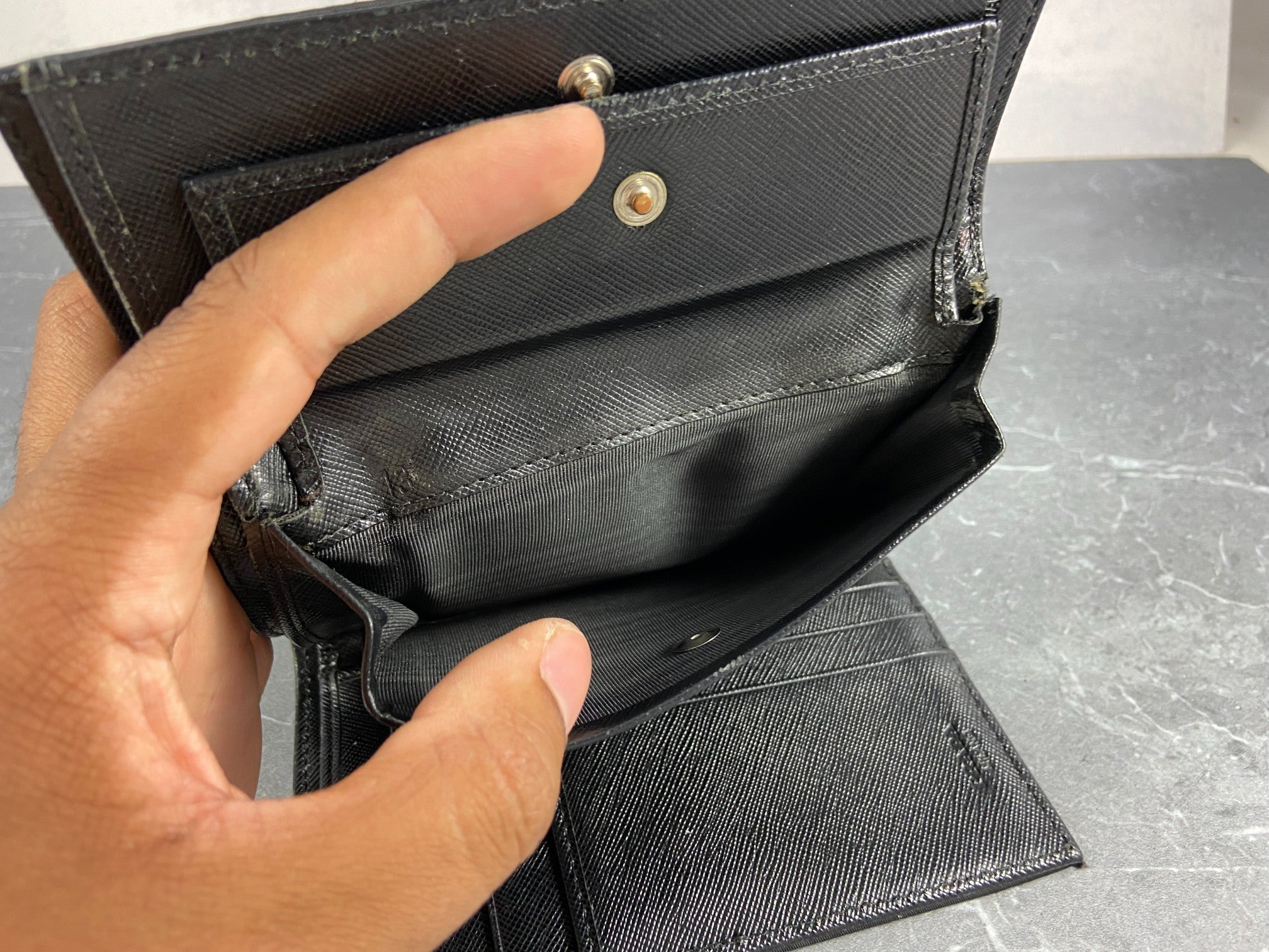 Prada Tessuto Nylon Trifold Wallet Black