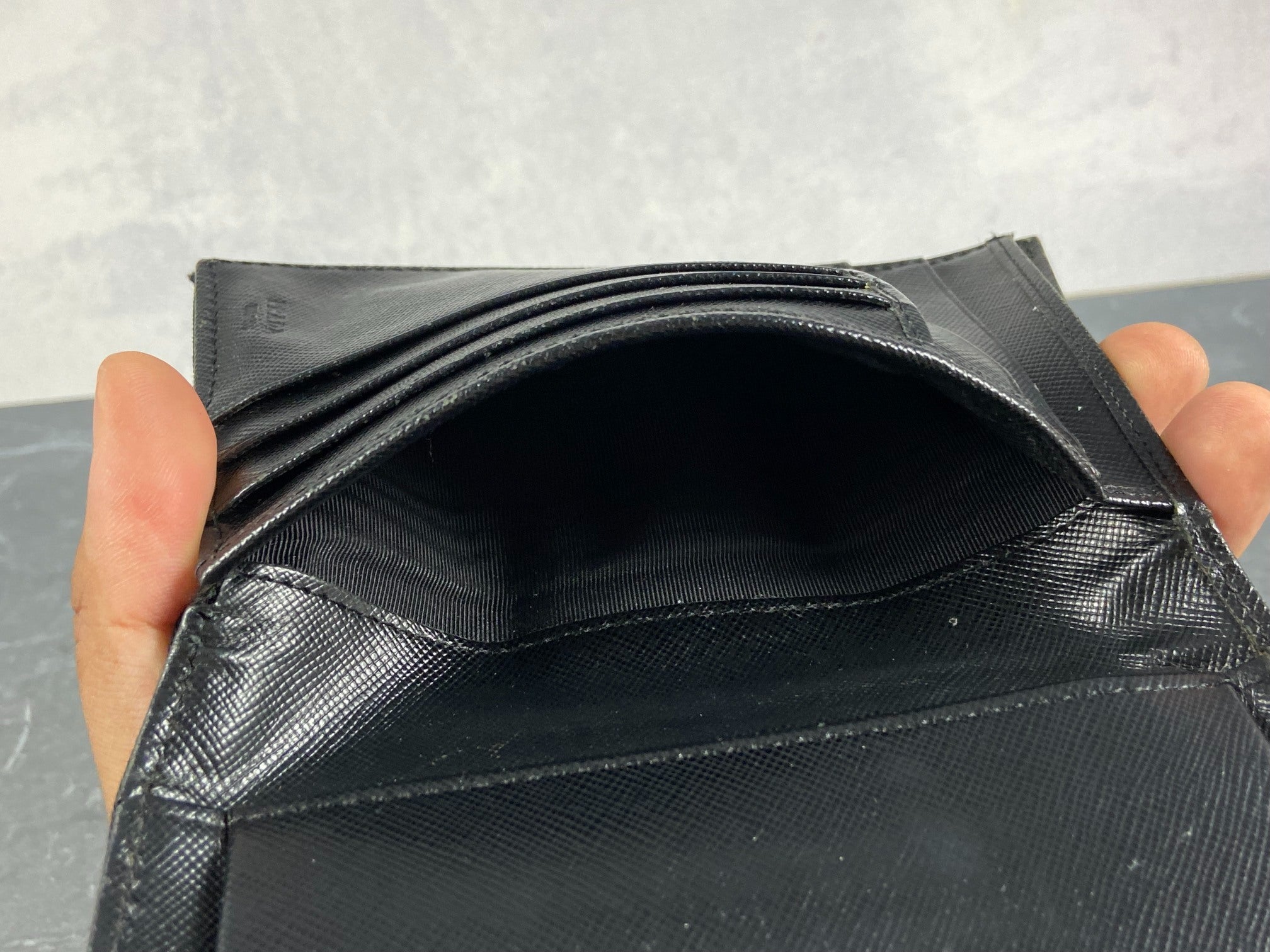Prada Tessuto Nylon Trifold Wallet Black