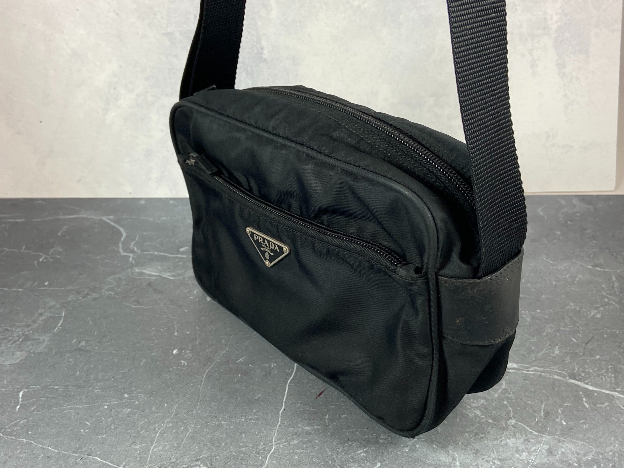 Prada BT0167 Vela Sport Nylon Shoulder / Messenger Bag Black