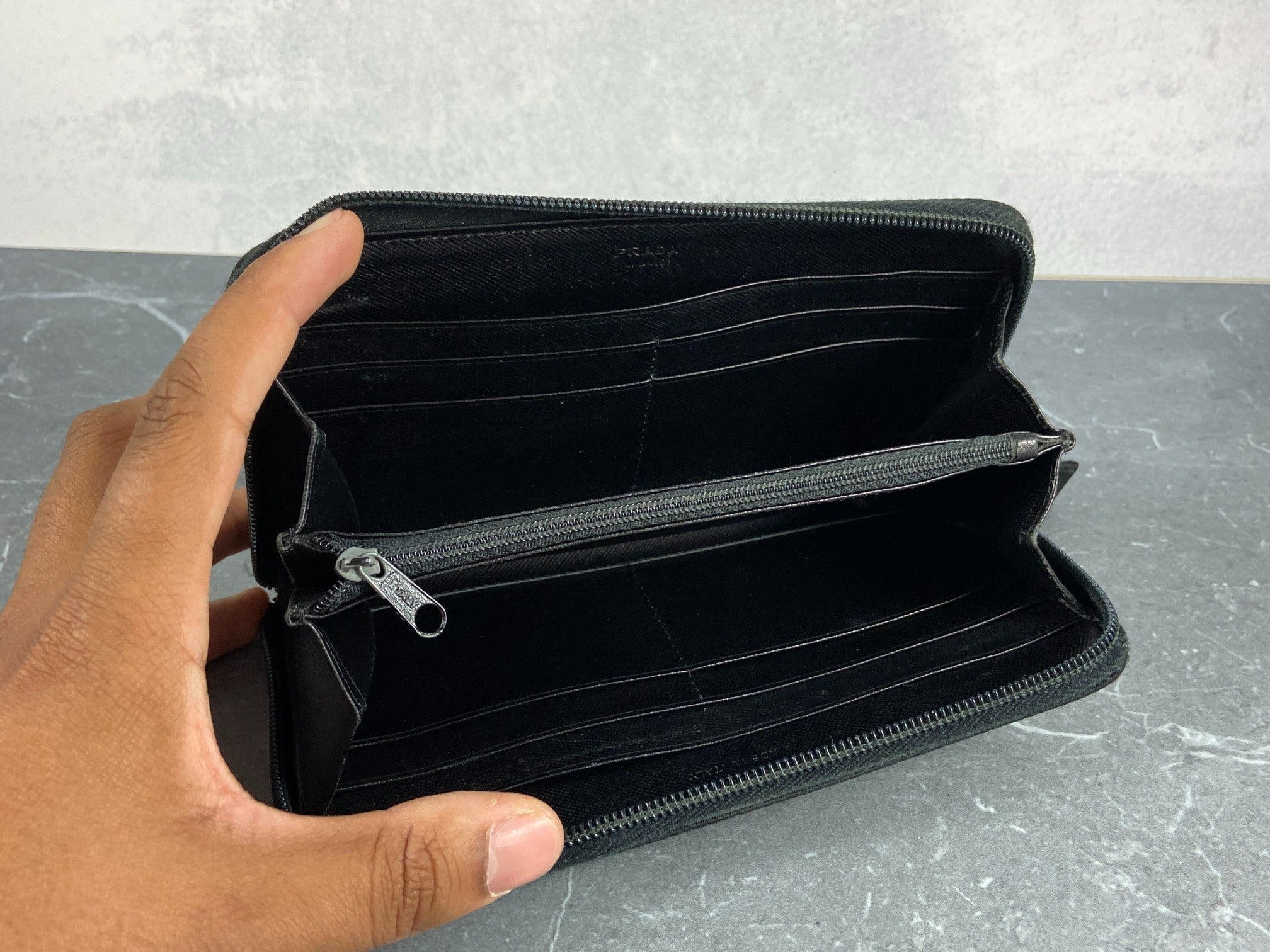 Prada Tessuto Nylon Zippy Wallet Black