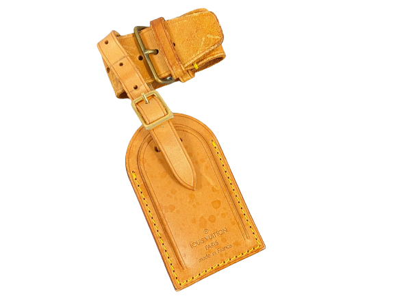Louis Vuitton Luggage Tag & Handle Belt Beige Vachetta Leather