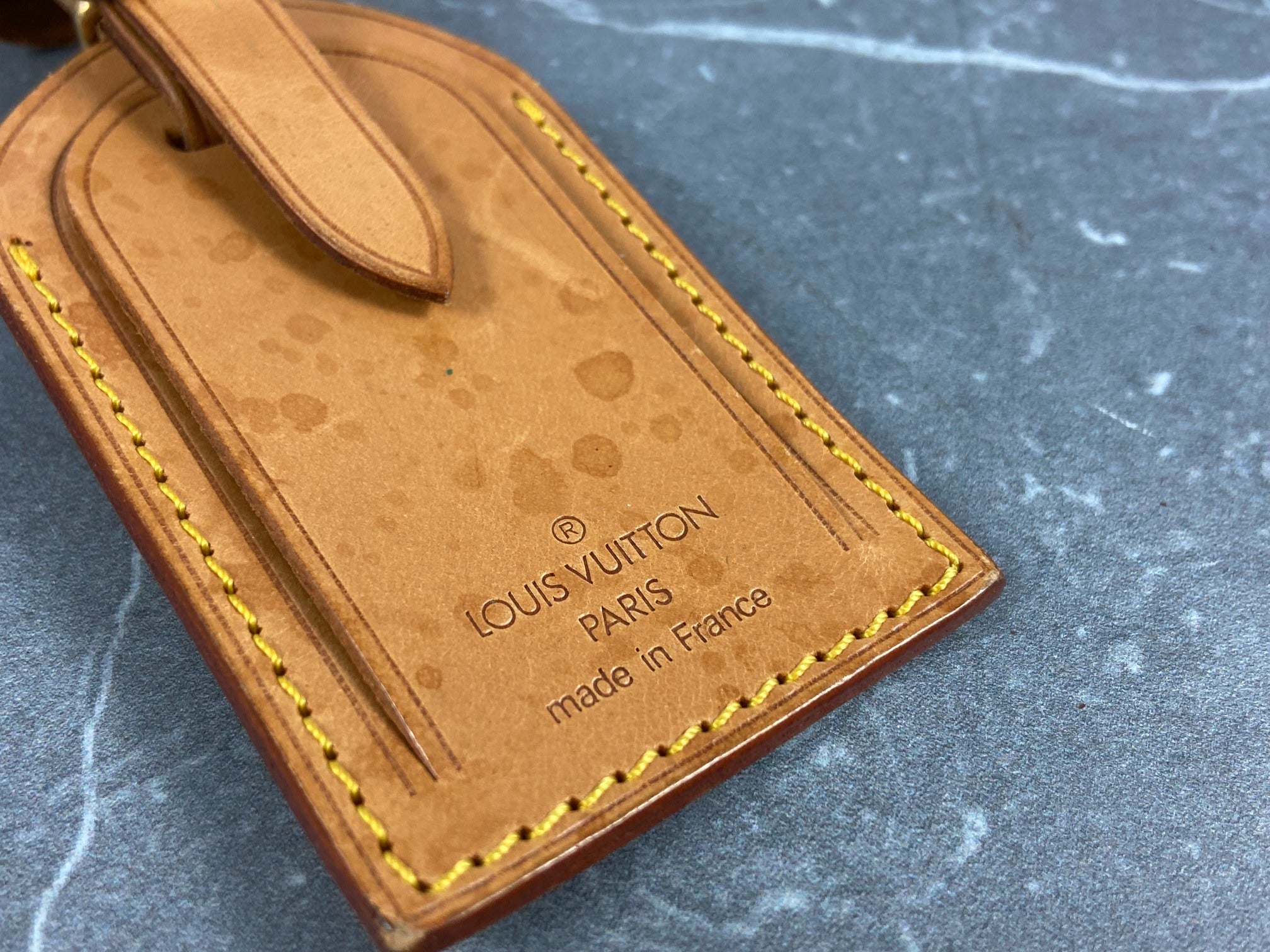 Louis Vuitton Luggage Tag & Handle Belt Beige Vachetta Leather