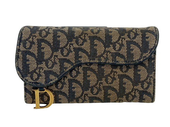 Christian Dior Saddle long Wallet Grey Trotter Monogram