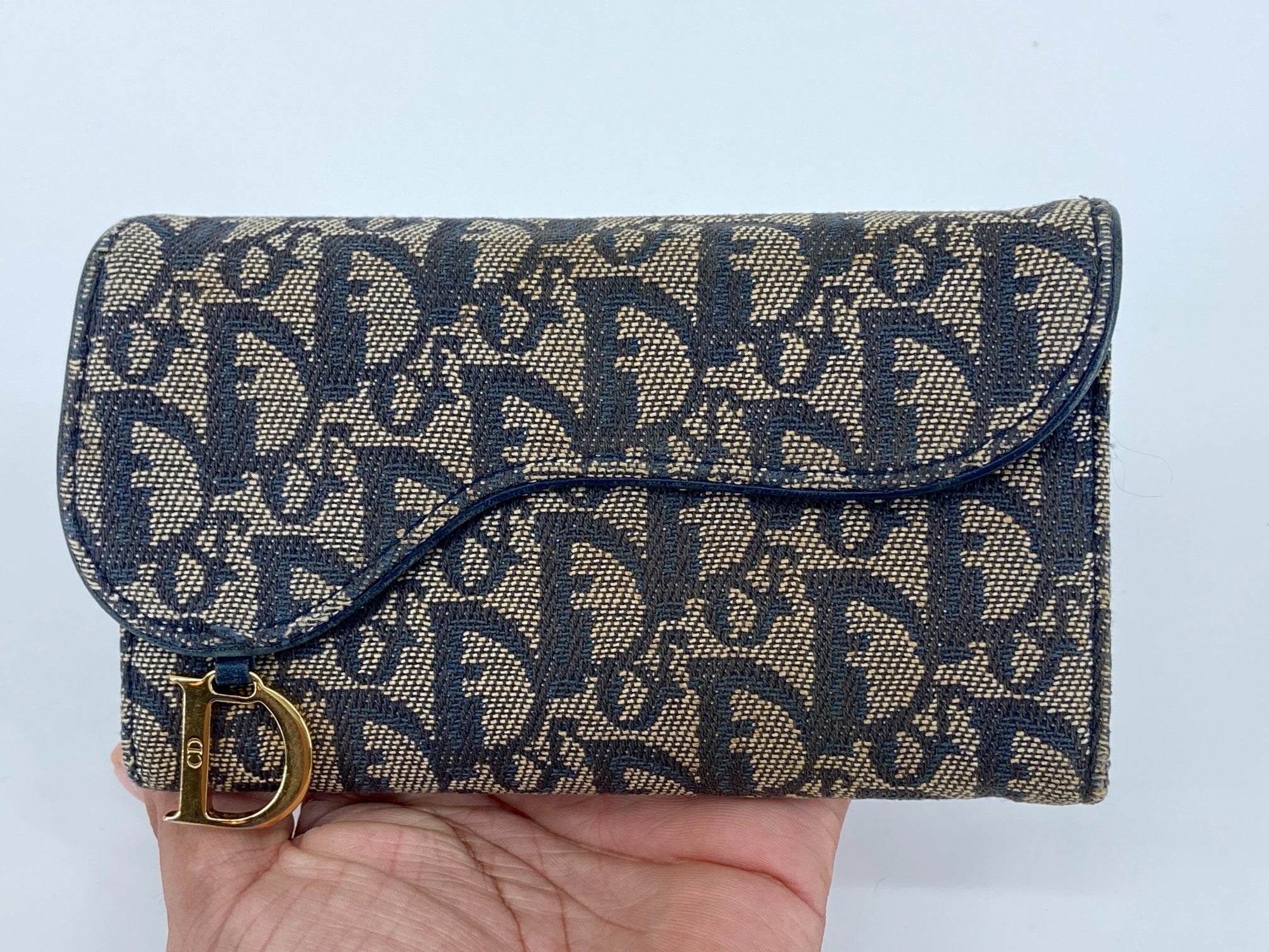 Christian Dior Saddle long Wallet Grey Trotter Monogram