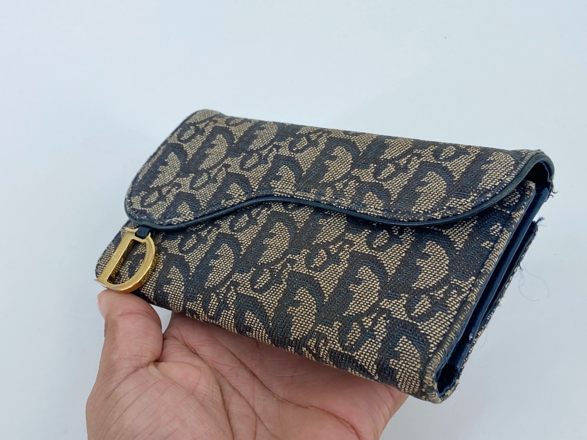 Christian Dior Saddle long Wallet Grey Trotter Monogram