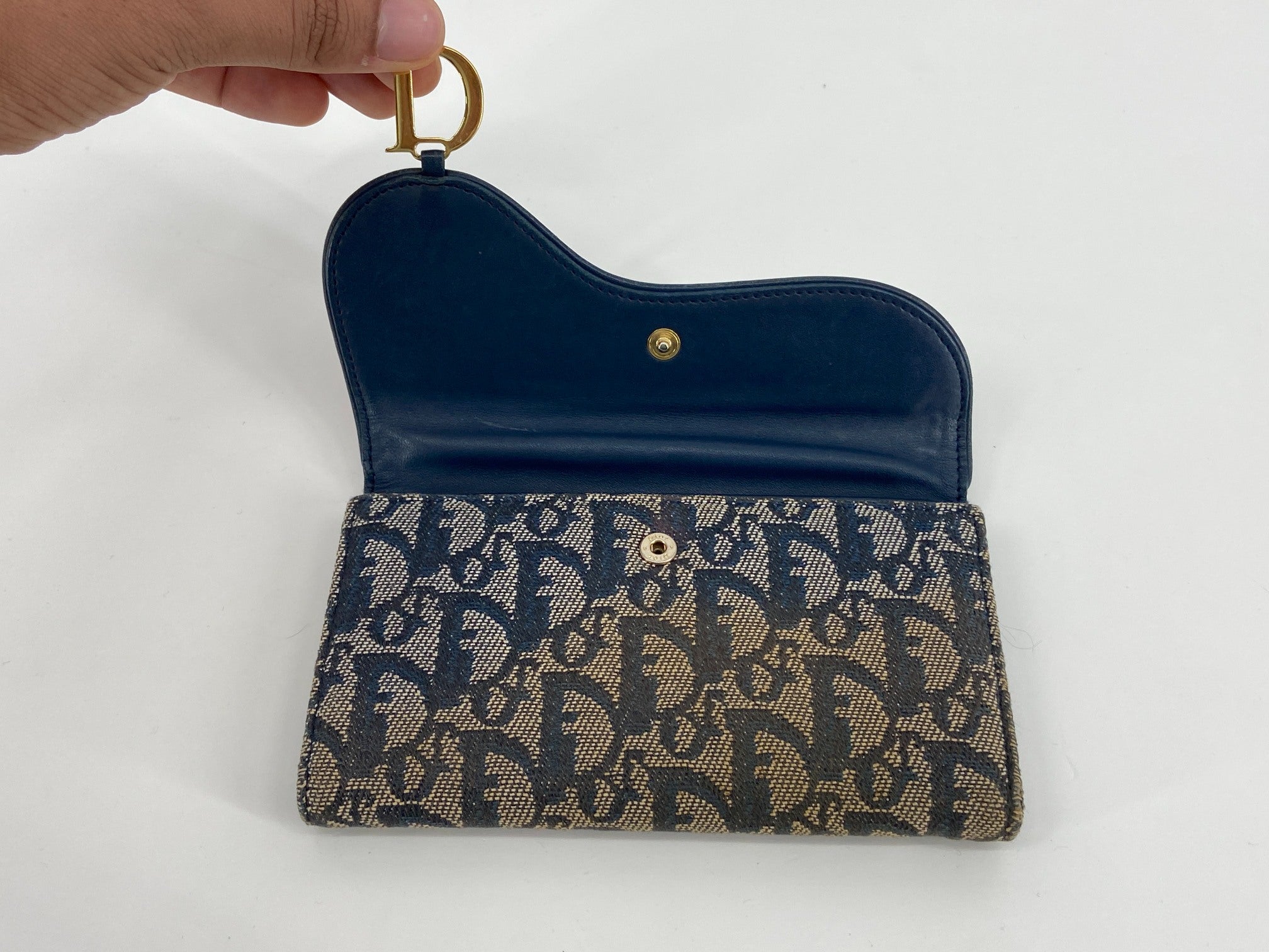 Christian Dior Saddle long Wallet Grey Trotter Monogram