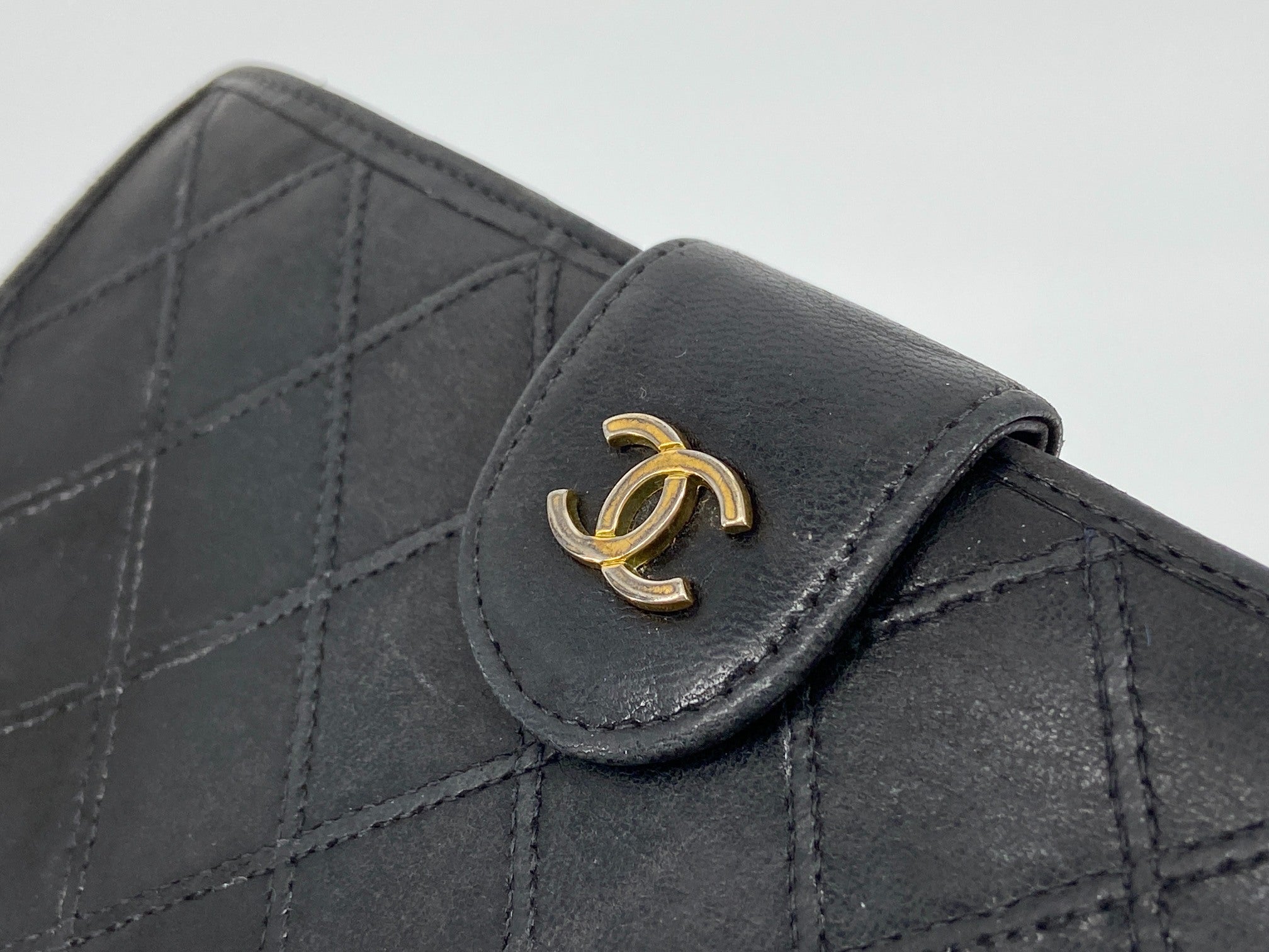 Chanel CC Long Wallet Black Leather