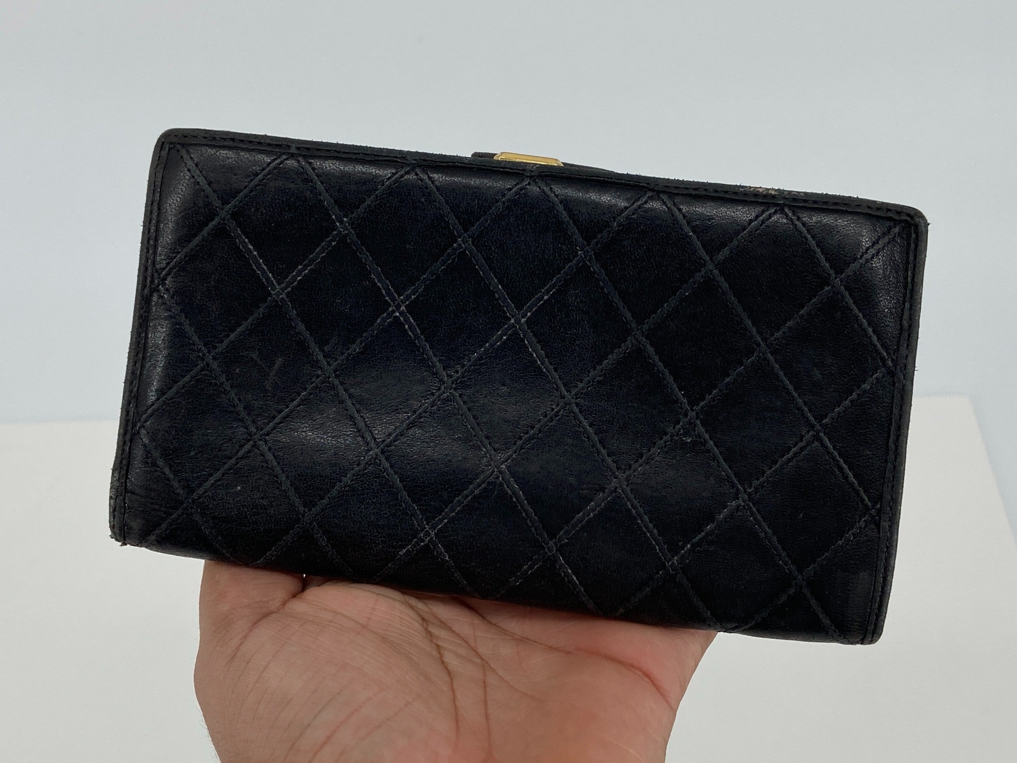 Chanel CC Long Wallet Black Leather