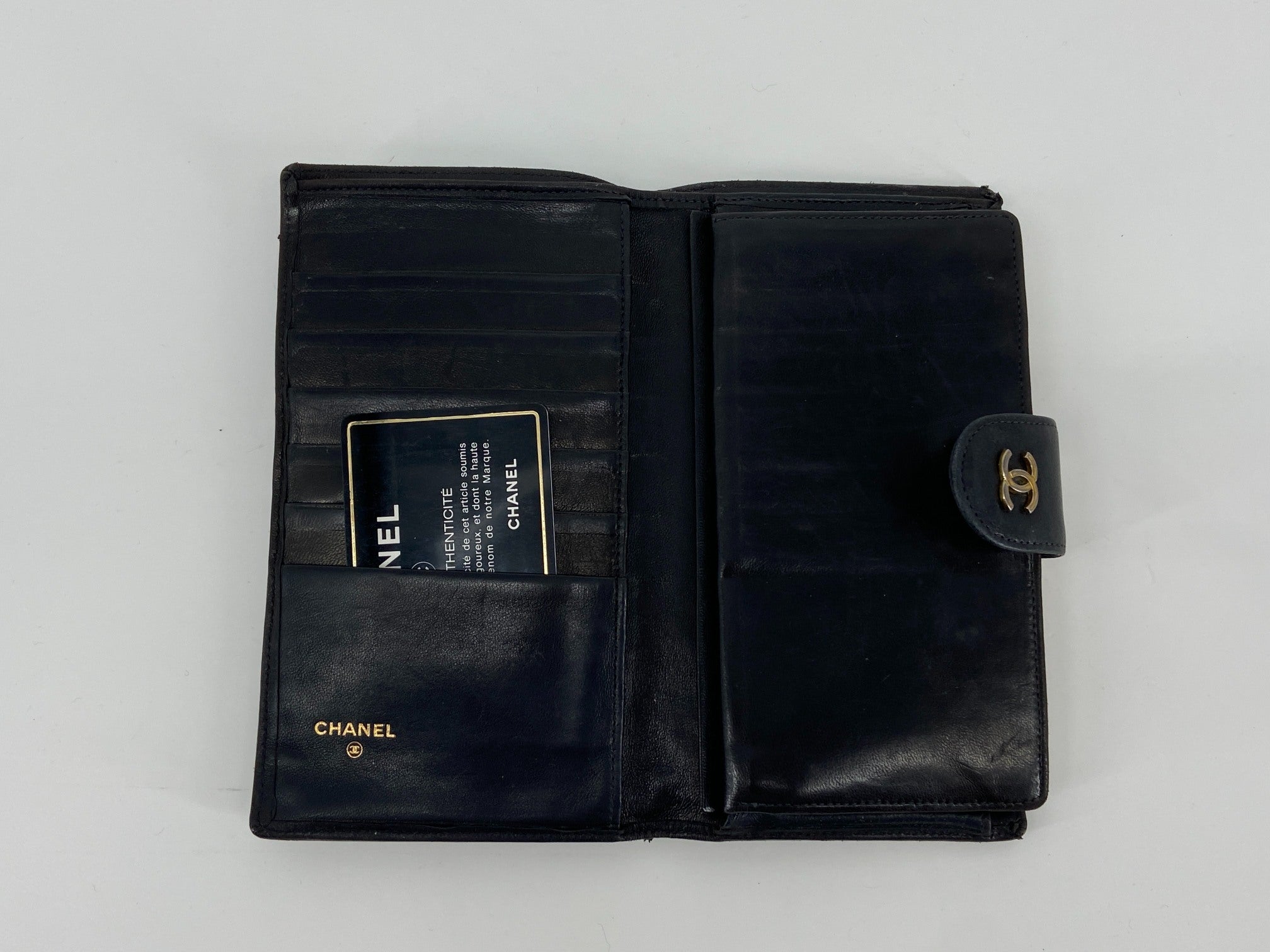 Chanel CC Long Wallet Black Leather