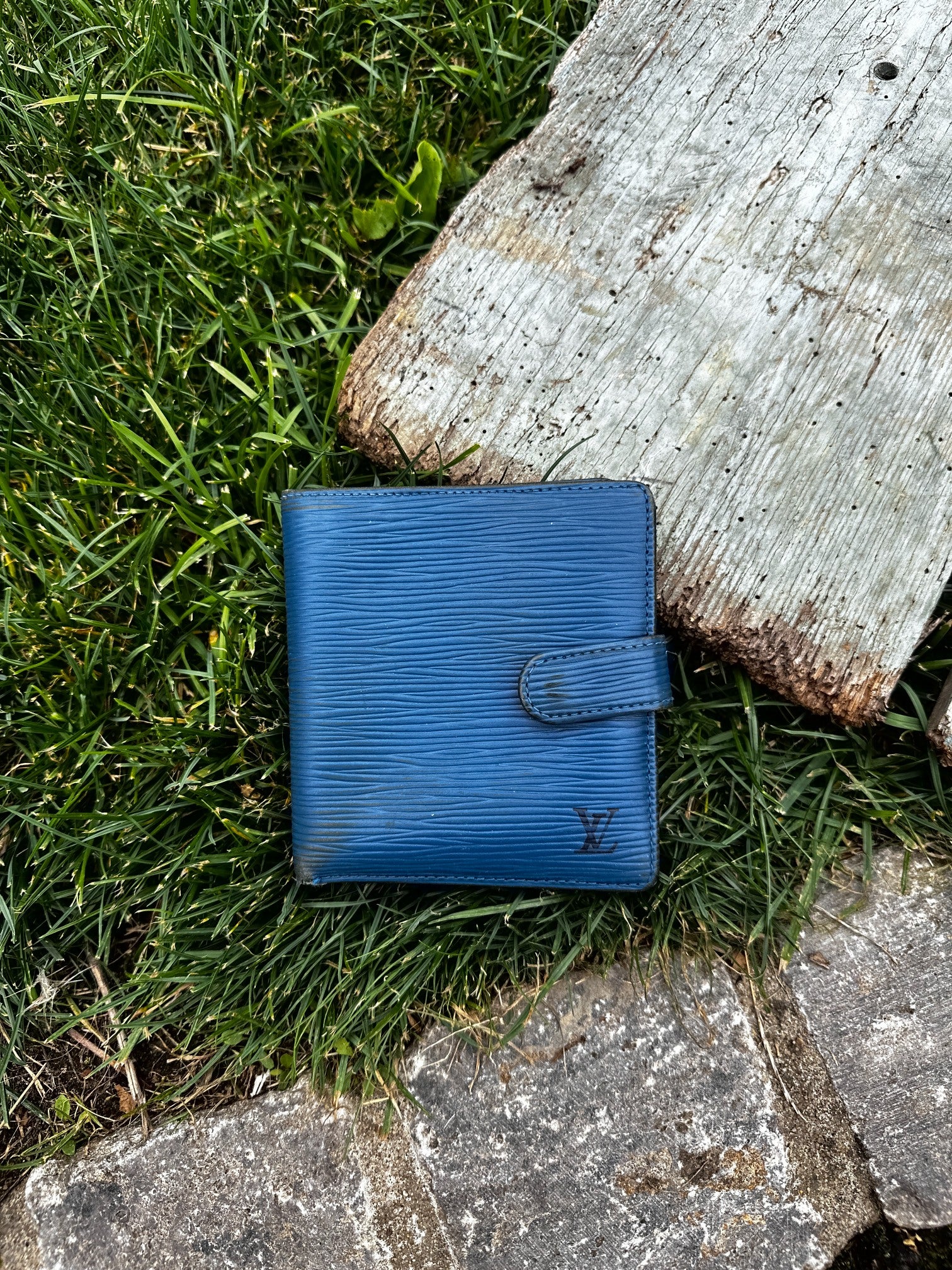 Louis Vuitton Compact Wallet Blue Epi Leather