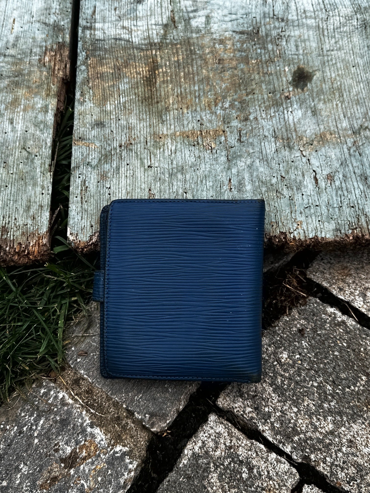 Louis Vuitton Compact Wallet Blue Epi Leather