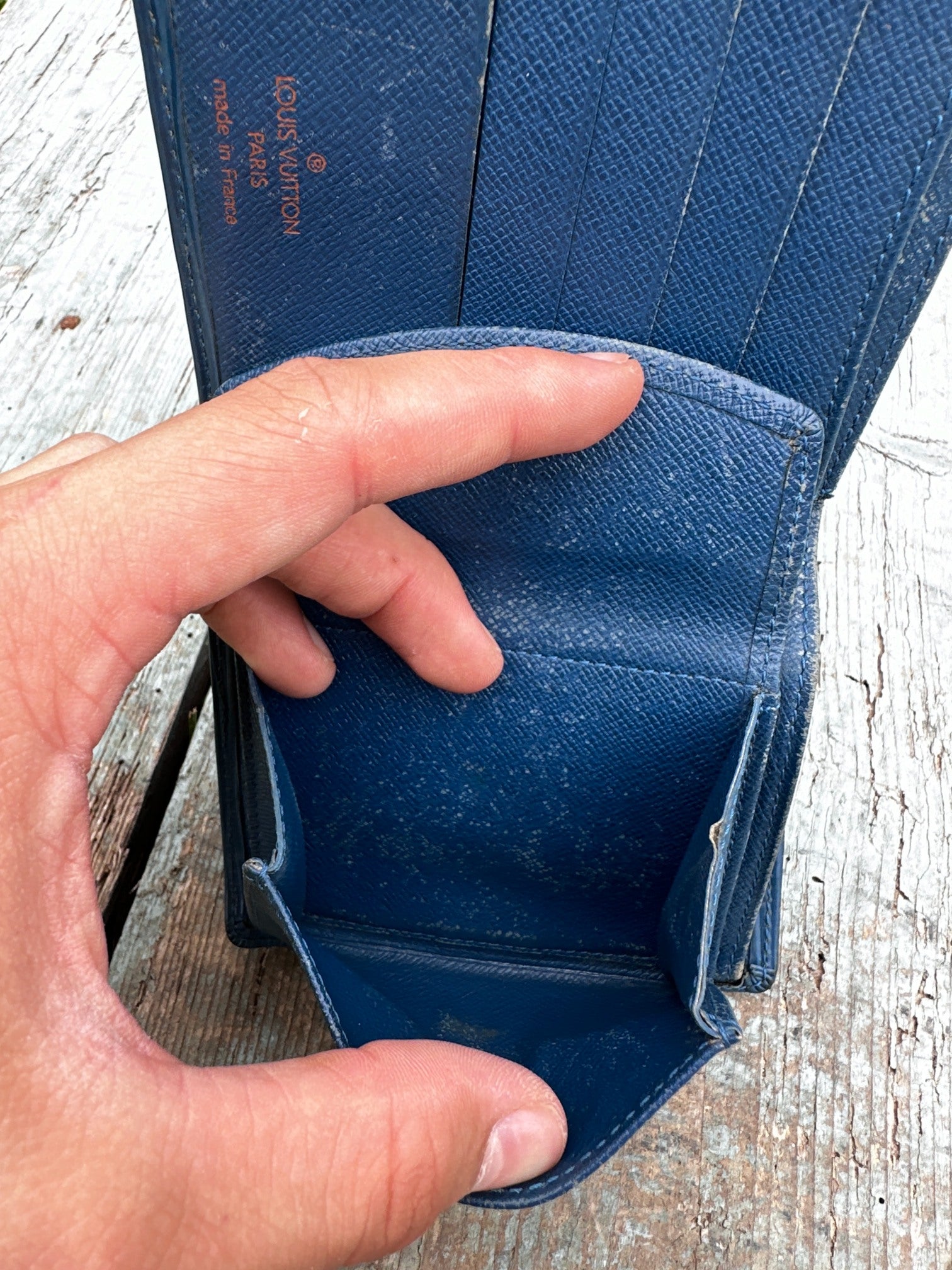 Louis Vuitton Compact Wallet Blue Epi Leather