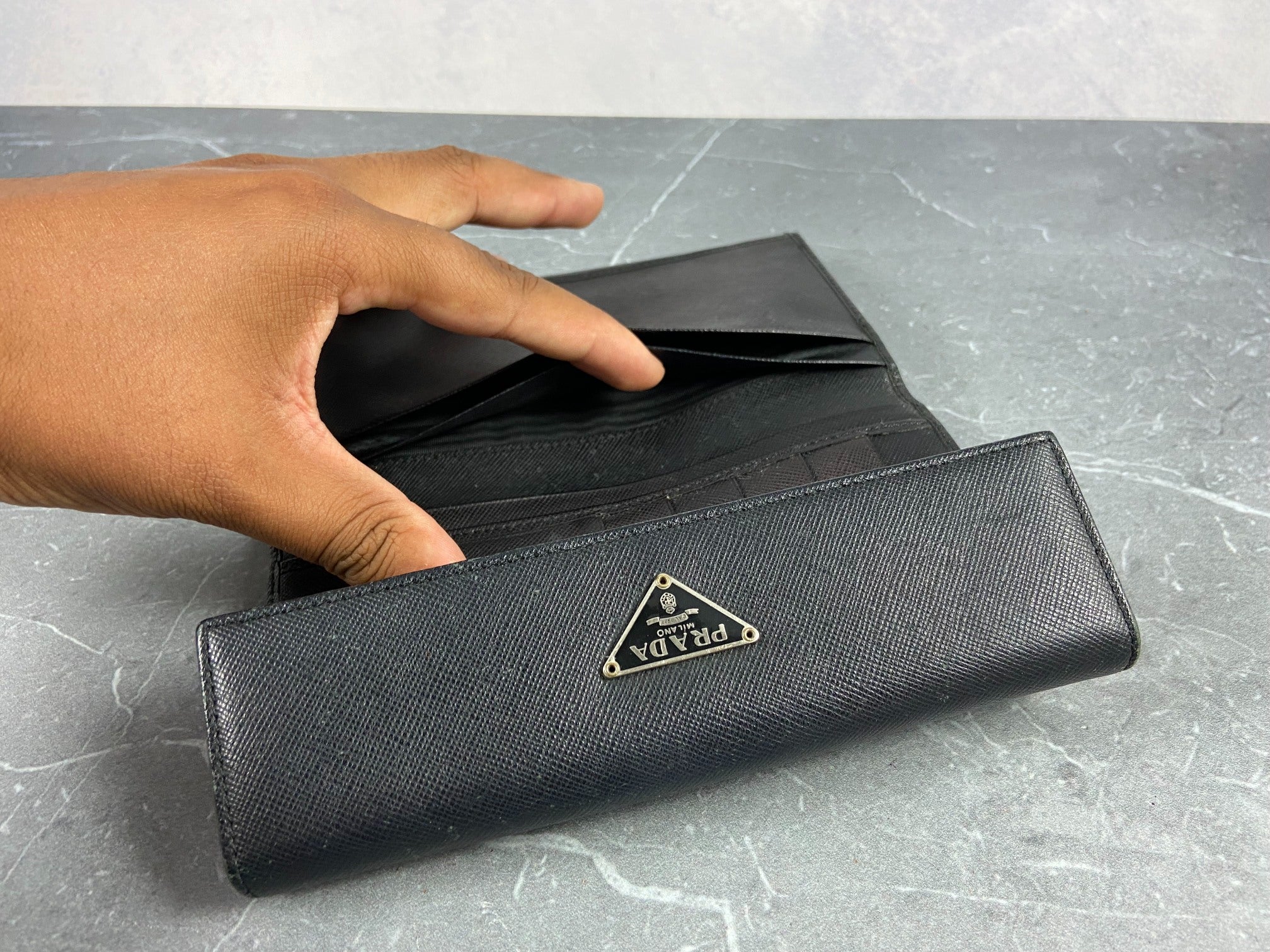 Prada Saffiano Leather Wallet Black