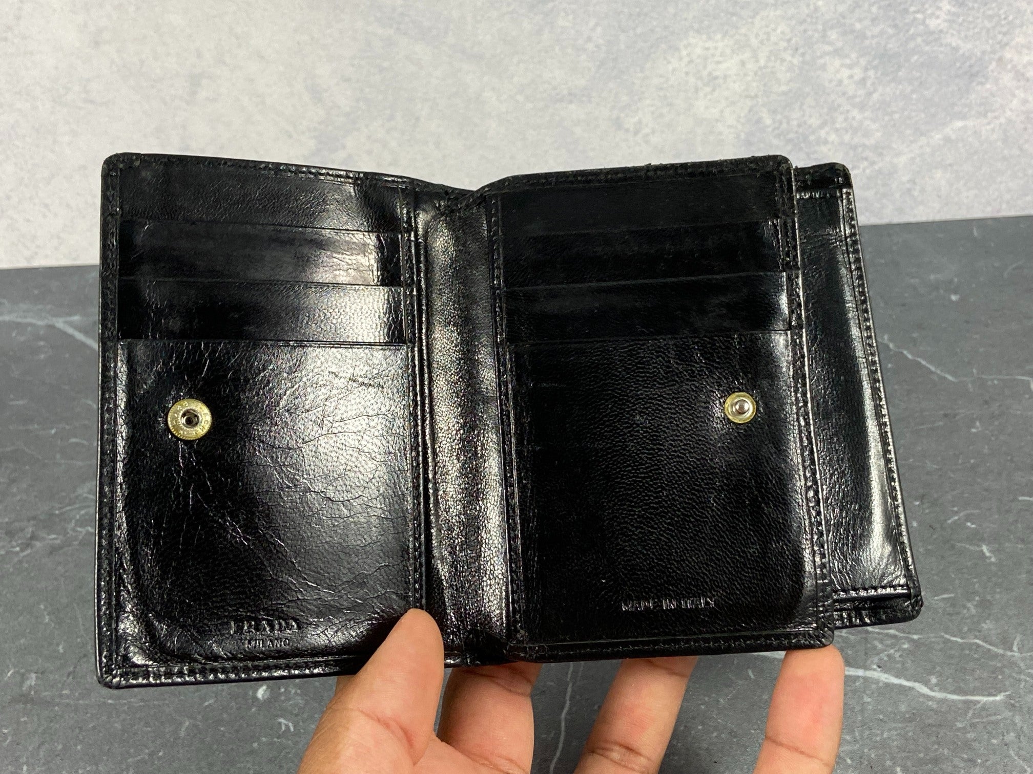 Prada Small Wallet Black Leather