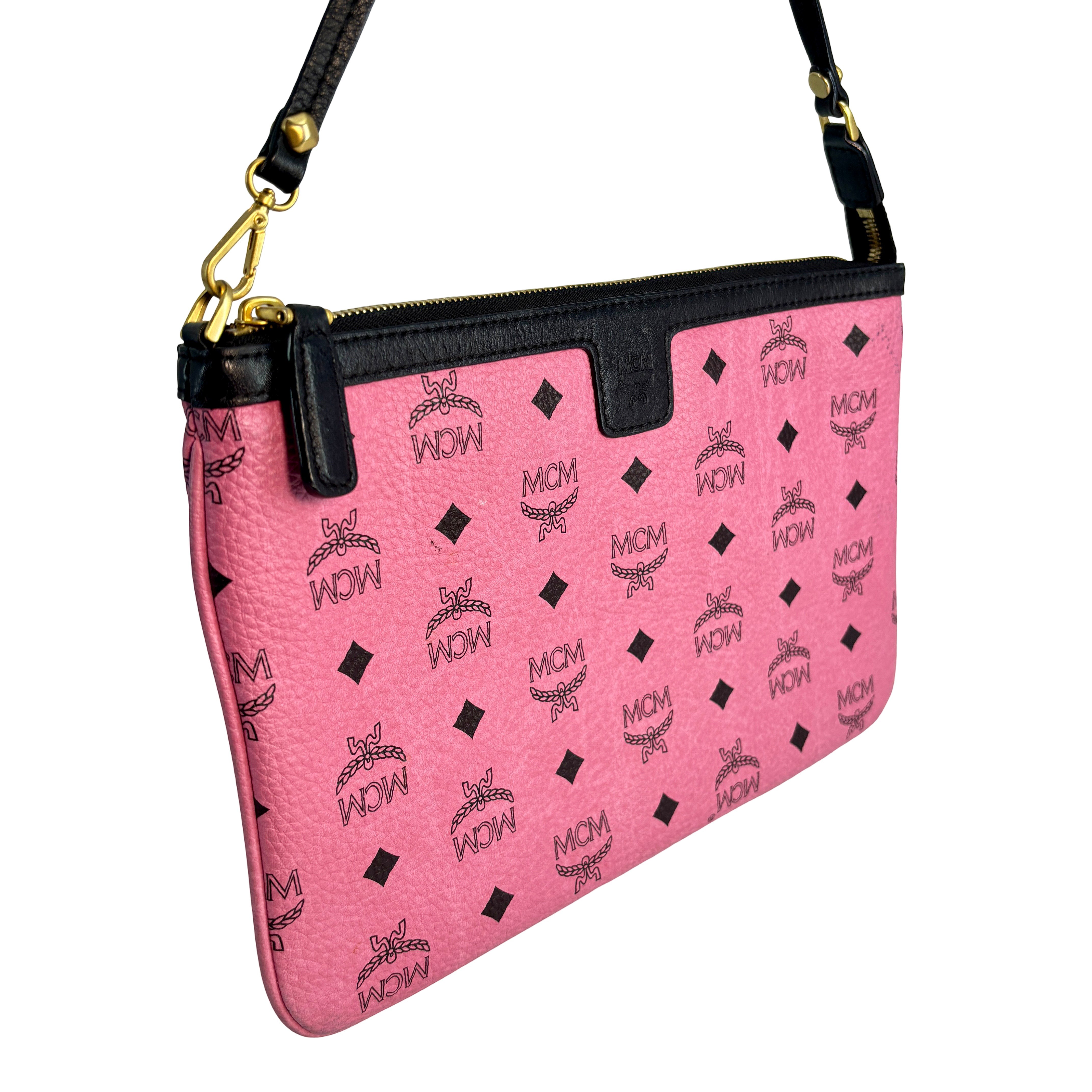 MCM Liz Accessory Pouch / Clutch Pink Visetos Monogram