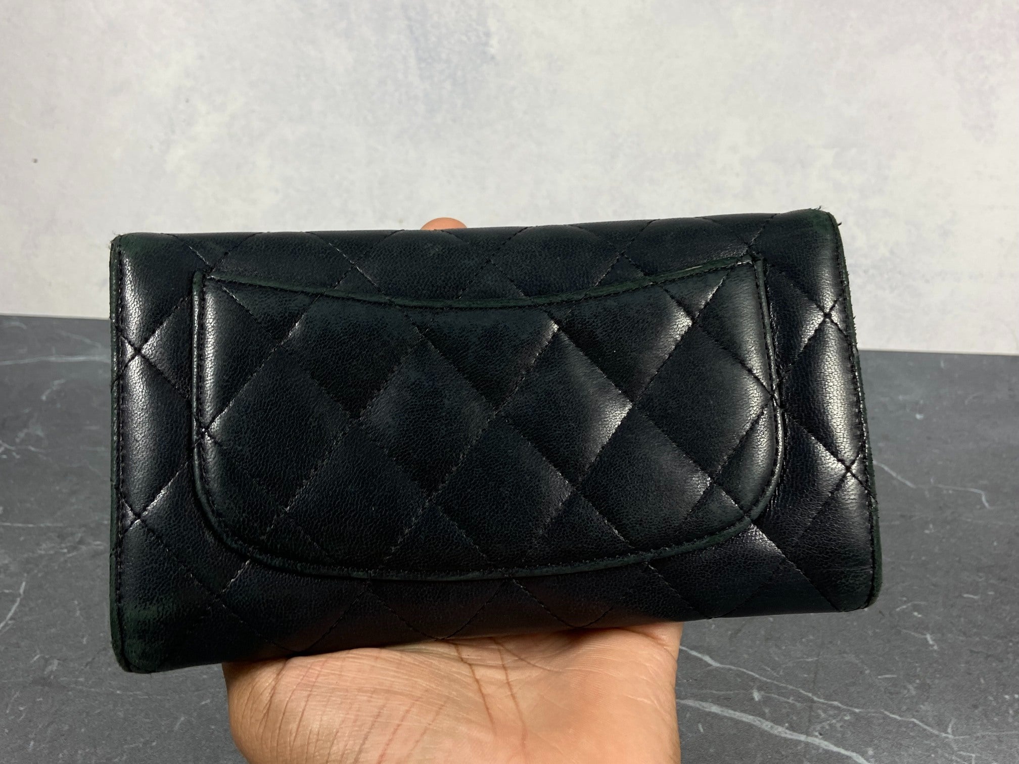 Chanel Timeless / Classic Matelasse Flap Wallet Black Leather