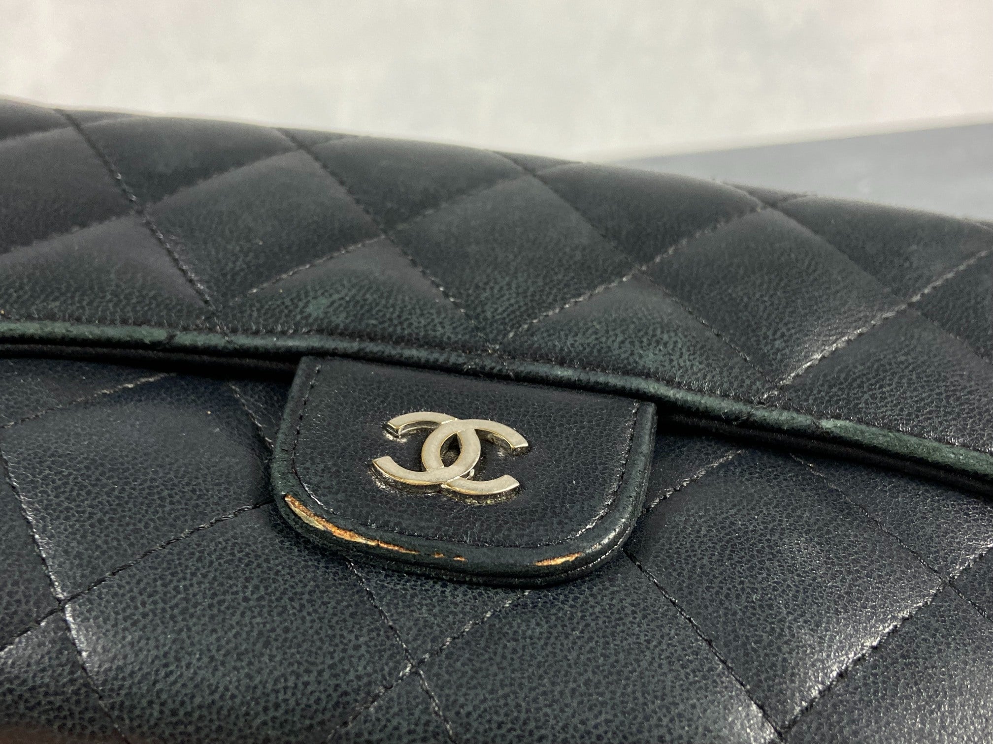 Chanel Timeless / Classic Matelasse Flap Wallet Black Leather