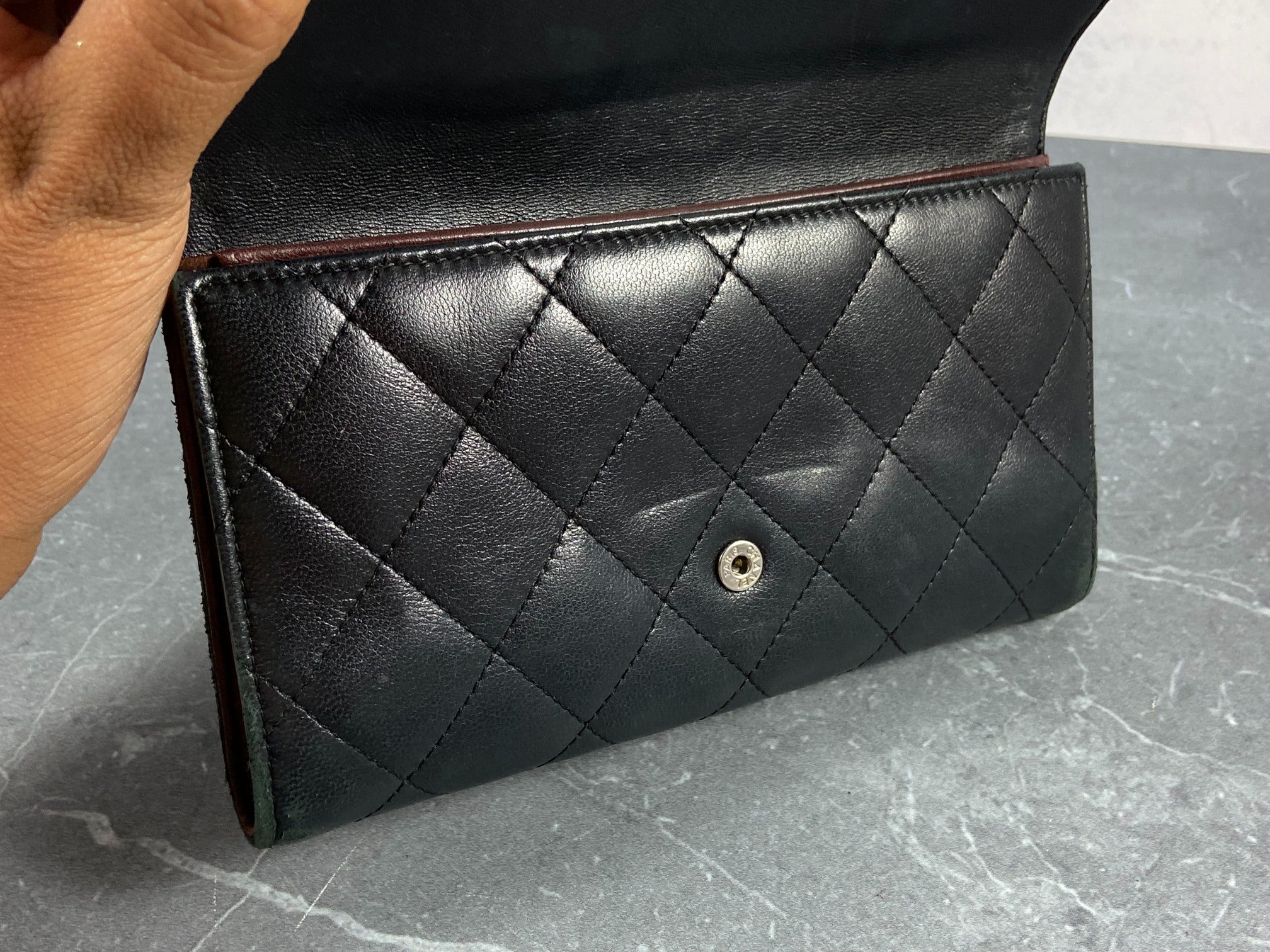 Chanel Timeless / Classic Matelasse Flap Wallet Black Leather