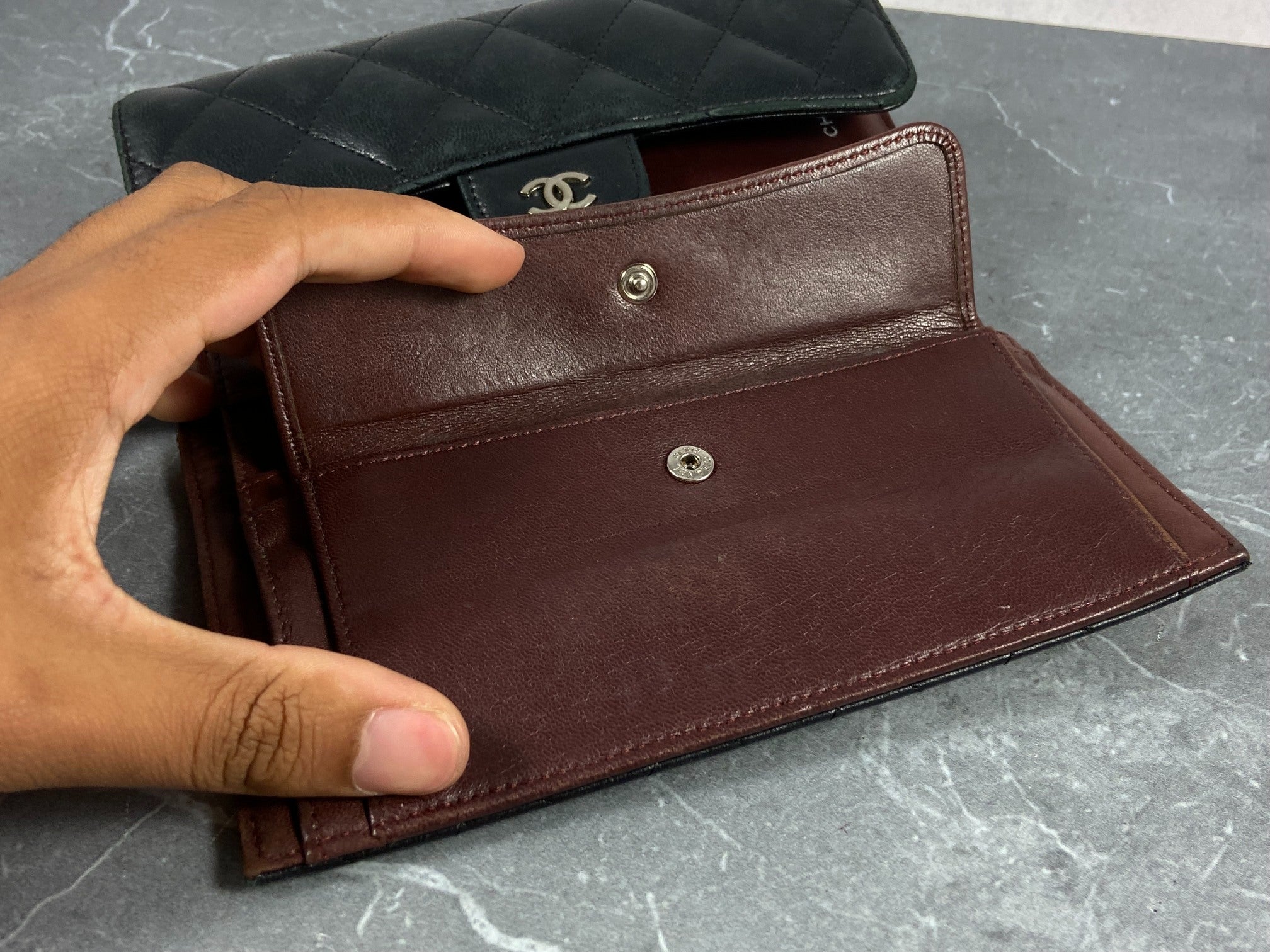 Chanel Timeless / Classic Matelasse Flap Wallet Black Leather