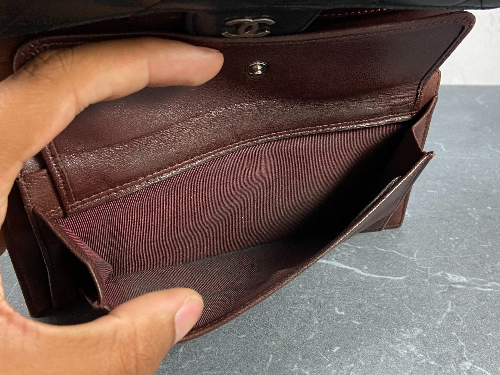 Chanel Timeless / Classic Matelasse Flap Wallet Black Leather