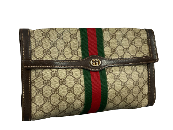 Gucci Parfums Toiletry Pouch Clutch Beige GG Supreme Canvas