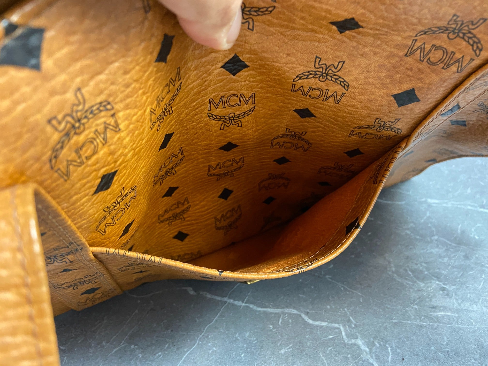 MCM Hand / Tote Bag Beige Visetos Cognac Monogram