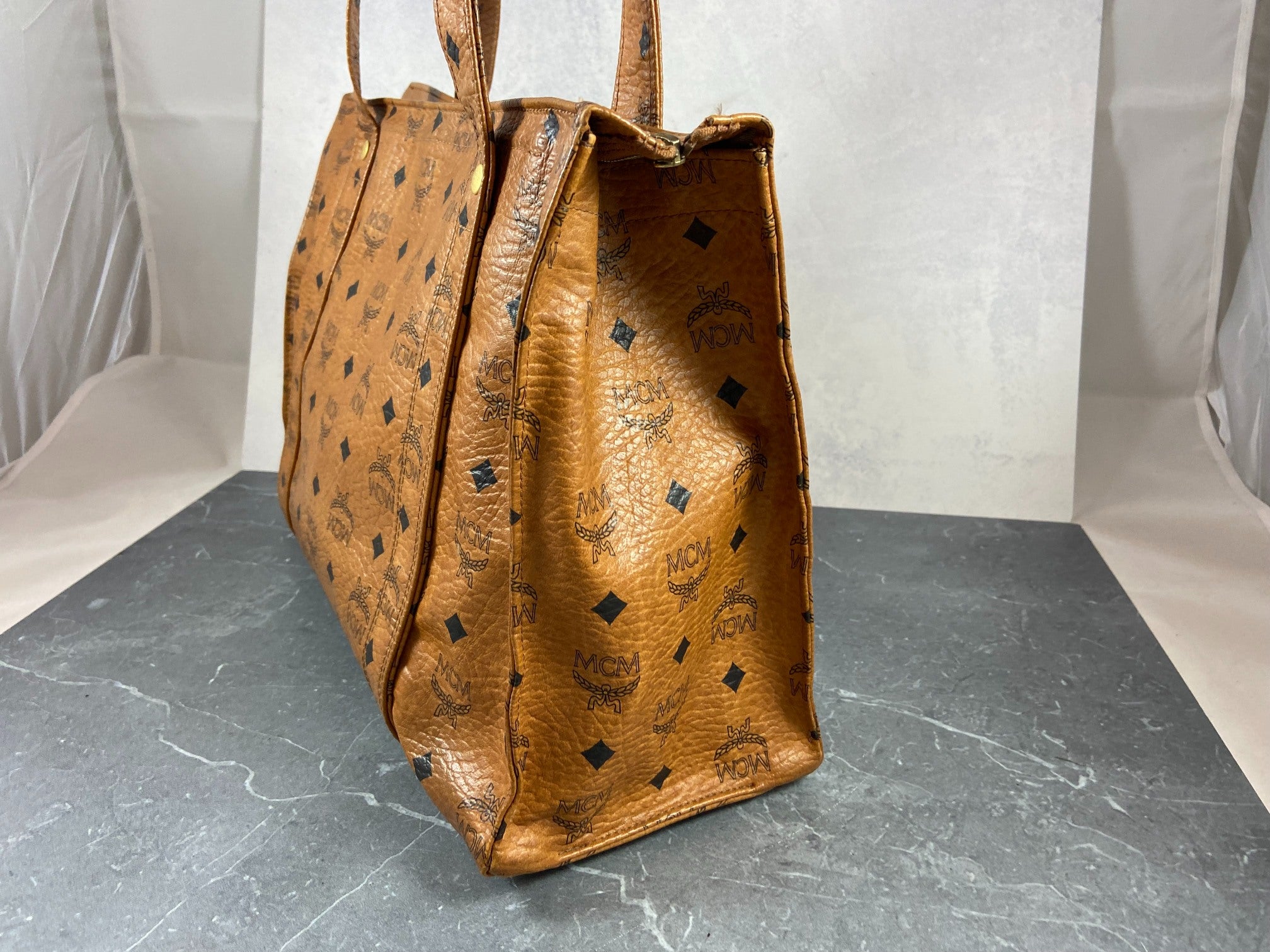 MCM Hand / Tote Bag Beige Visetos Cognac Monogram