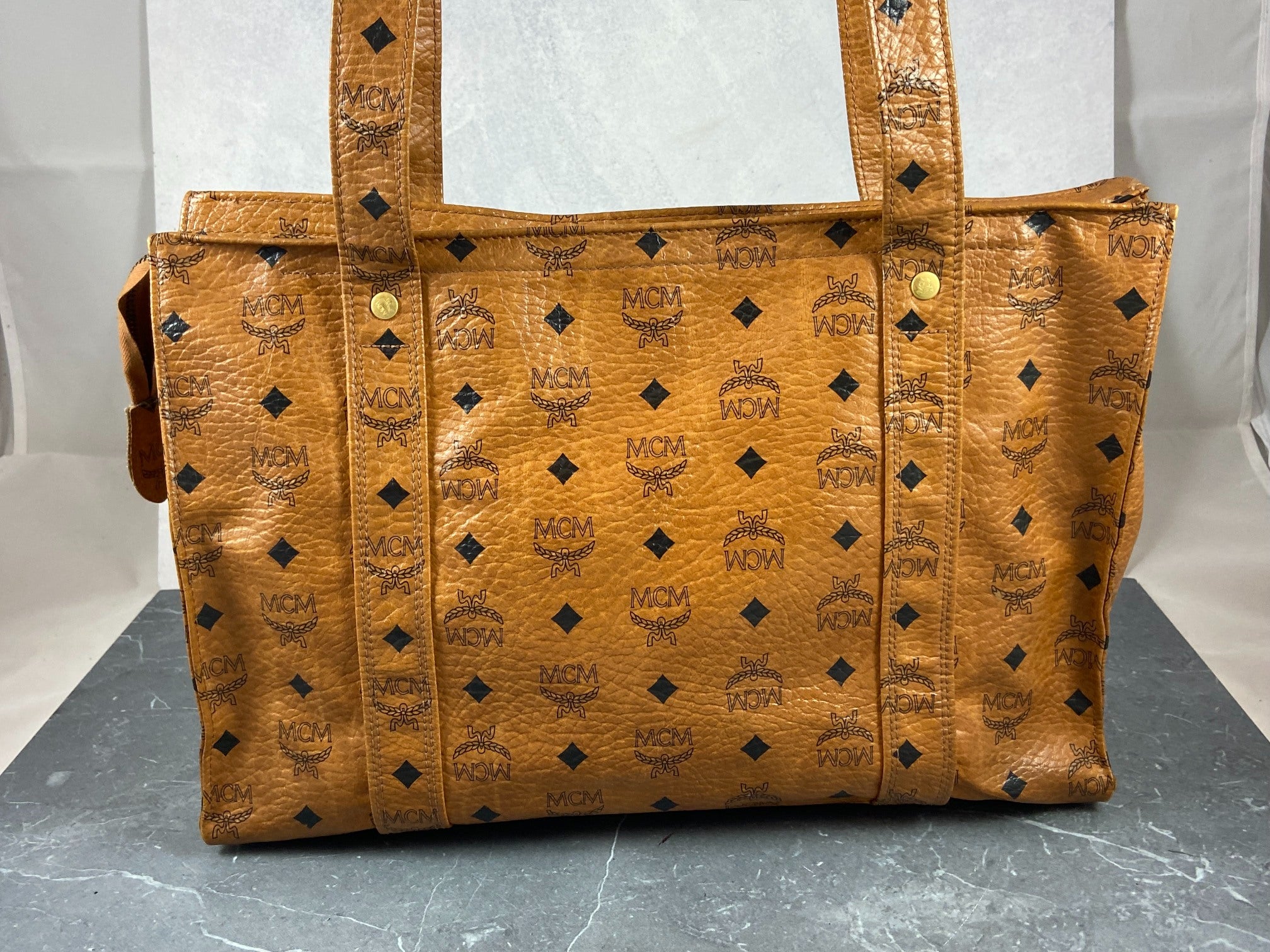 MCM Hand / Tote Bag Beige Visetos Cognac Monogram