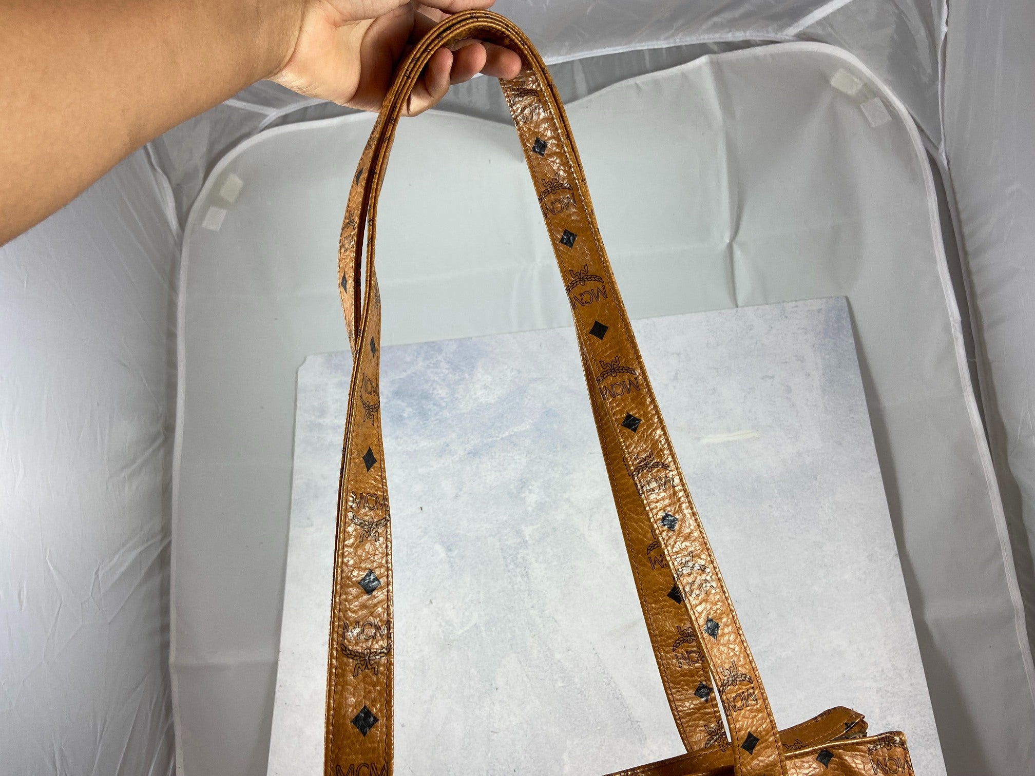 MCM Hand / Tote Bag Beige Visetos Cognac Monogram