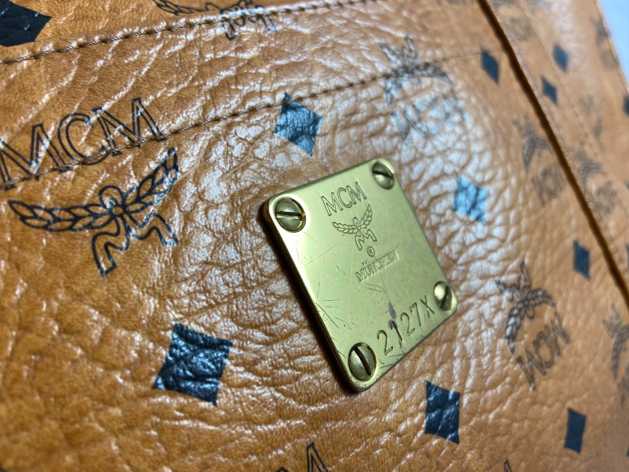 MCM Hand / Tote Bag Beige Visetos Cognac Monogram