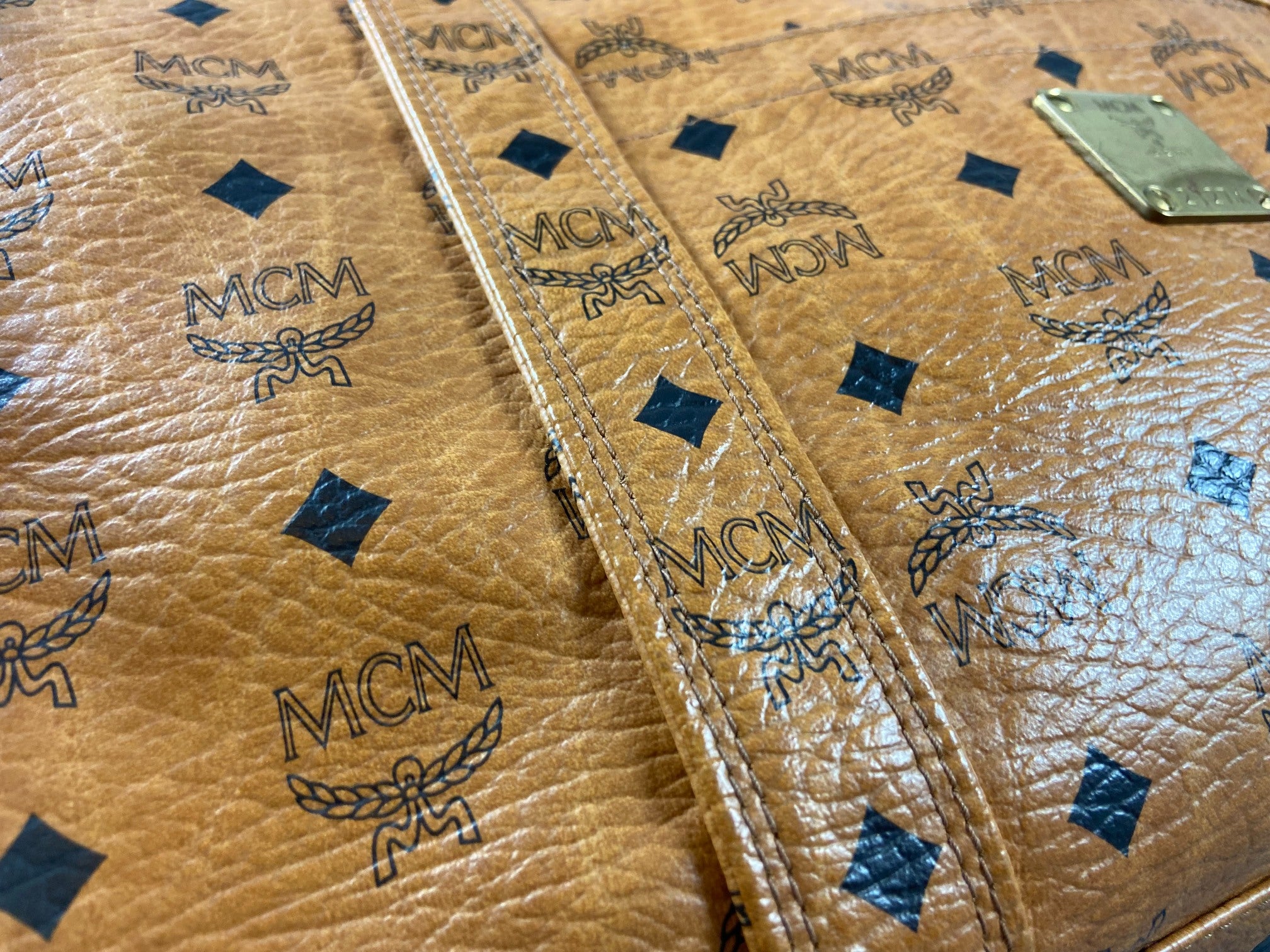 MCM Hand / Tote Bag Beige Visetos Cognac Monogram