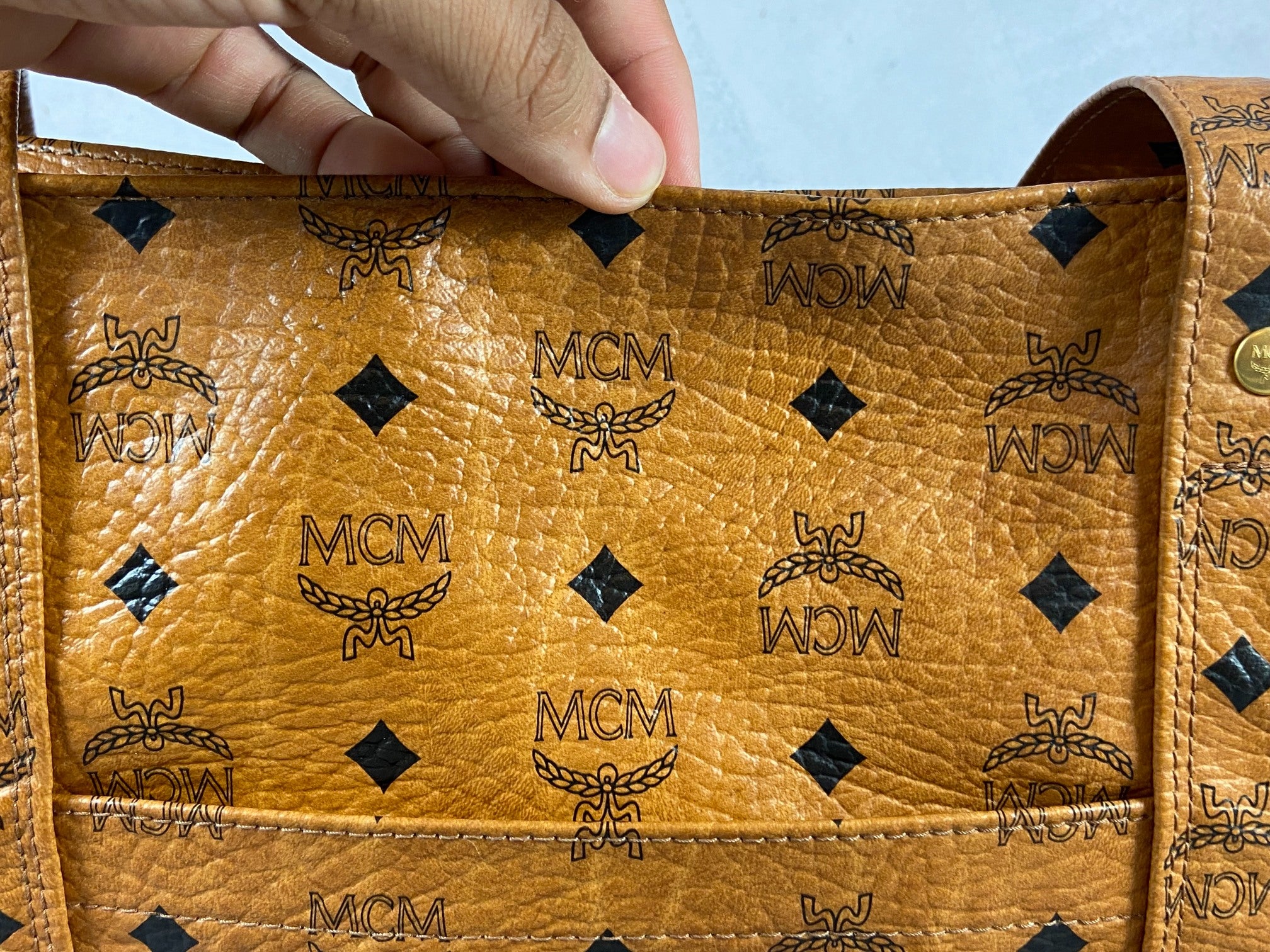 MCM Hand / Tote Bag Beige Visetos Cognac Monogram
