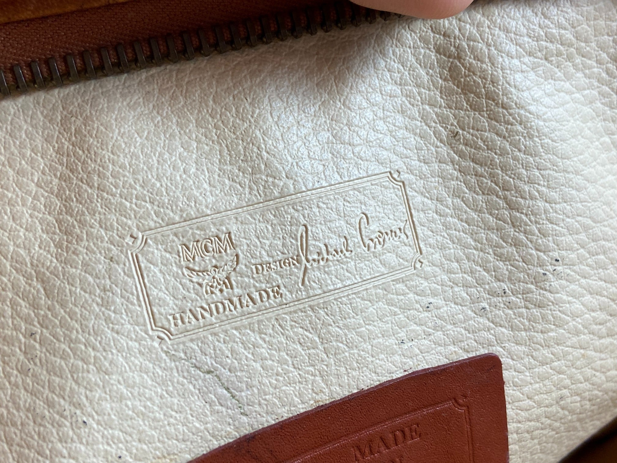 MCM Toiletry Pouch Beige Visetos Cognac Monogram