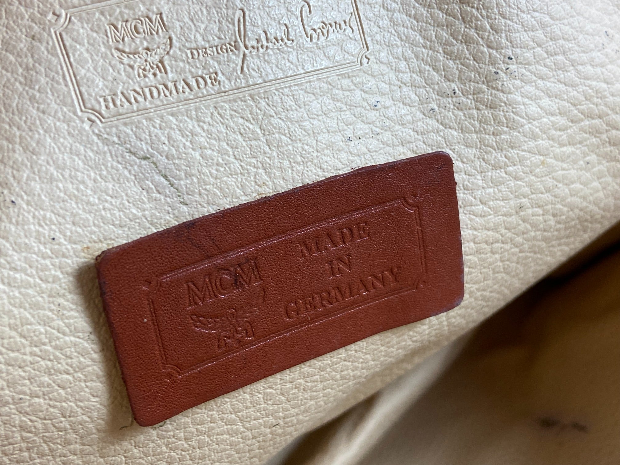 MCM Toiletry Pouch Beige Visetos Cognac Monogram