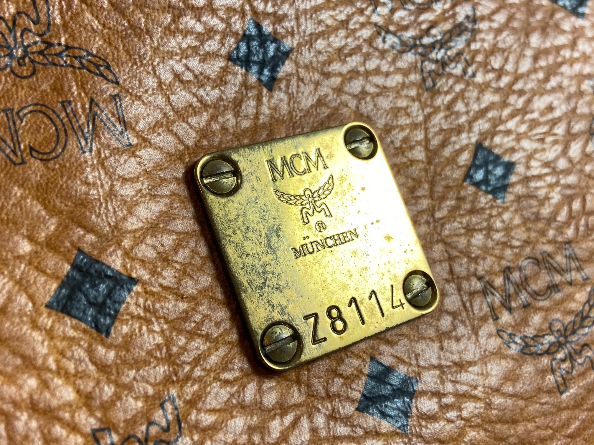 MCM Toiletry Pouch Beige Visetos Cognac Monogram