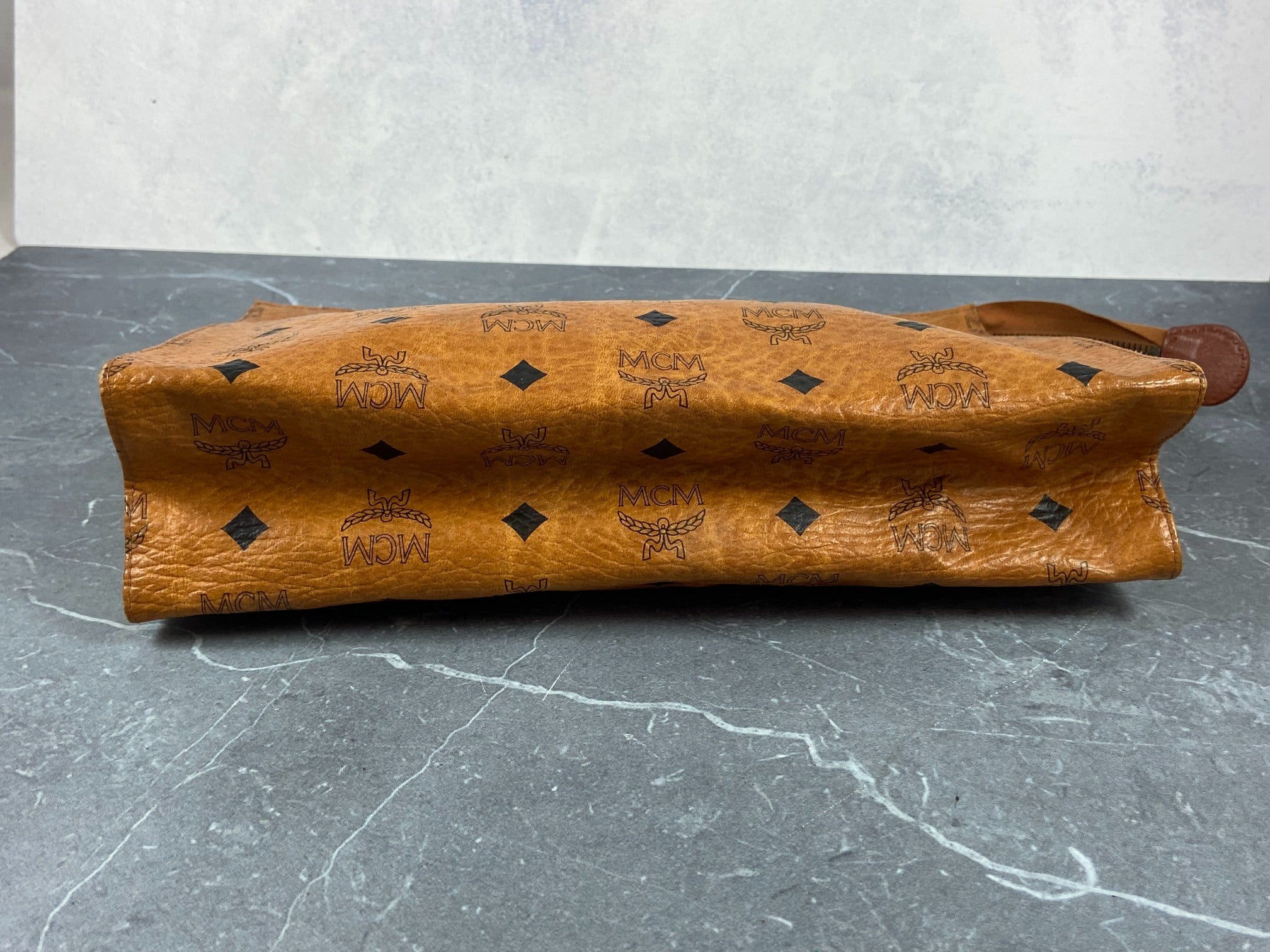 MCM Toiletry Pouch Beige Visetos Cognac Monogram