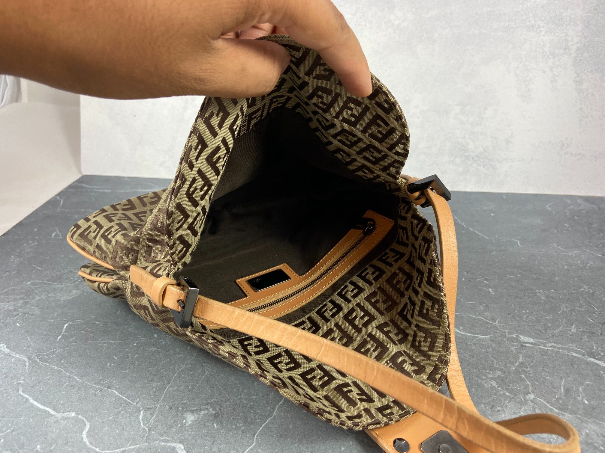 Fendi Mamma Baguette Bag Beige Zucchino Monogram