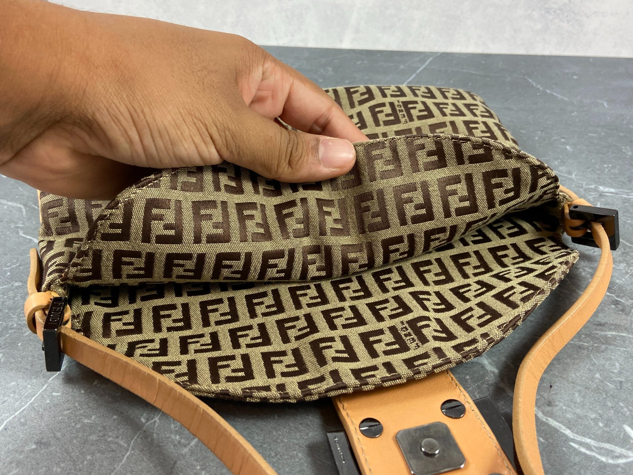Fendi Mamma Baguette Bag Beige Zucchino Monogram